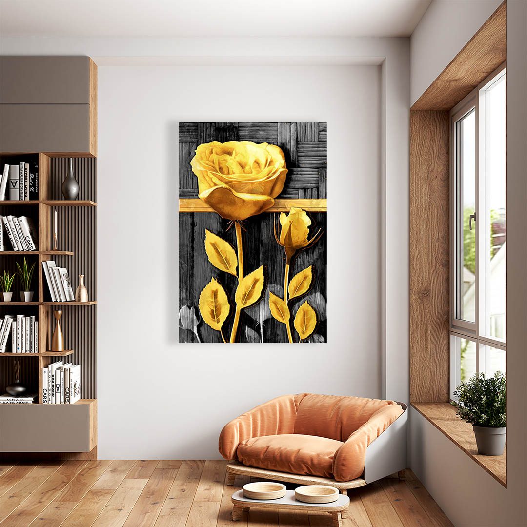 Cuadro Decorativo Rosas Doradas #164 120 X 60