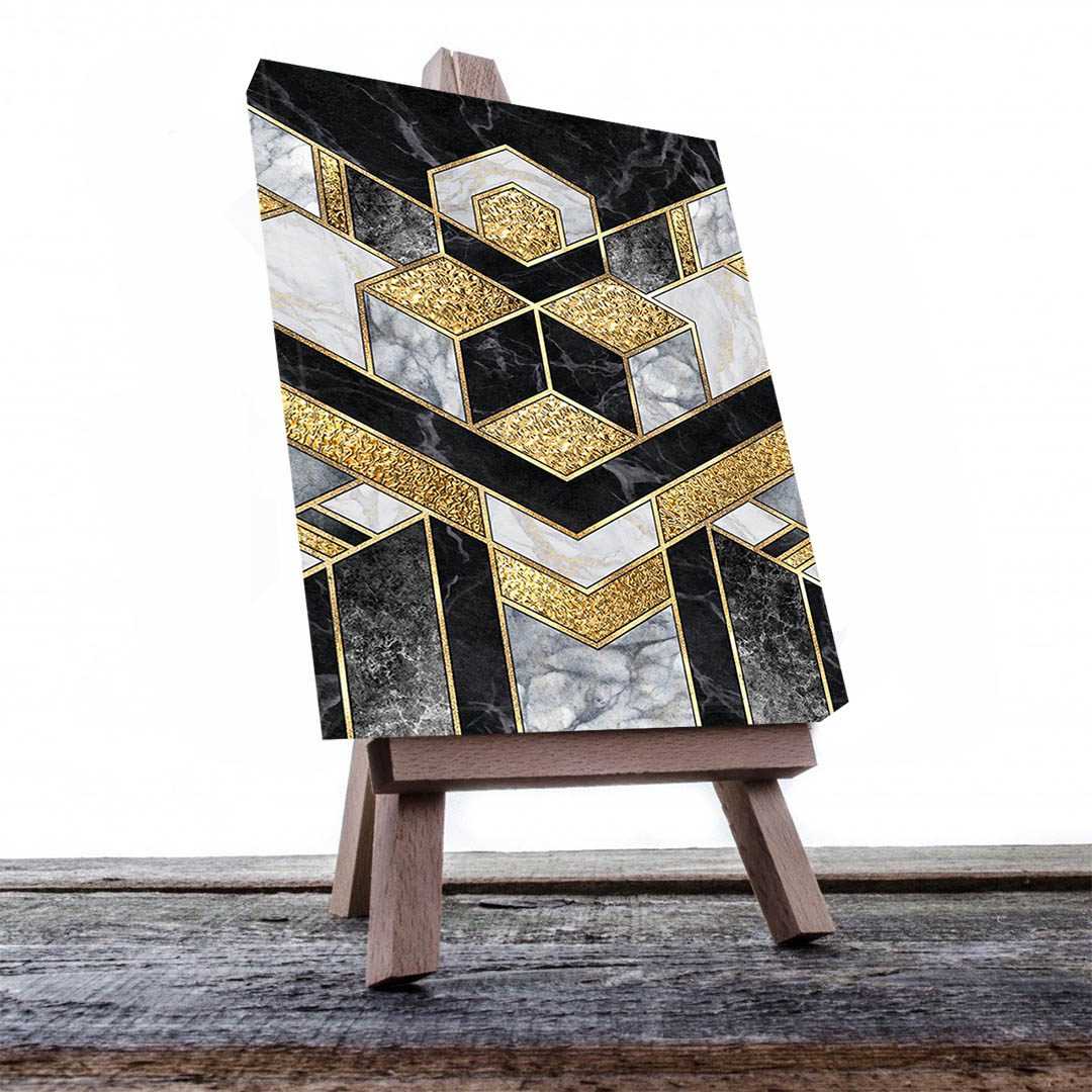 Cuadro Decorativo Moderno estilo Mármol en Dorado y Negro #178 120 X 60