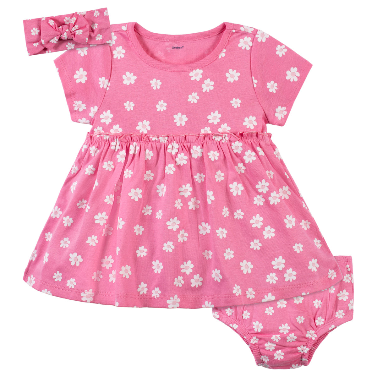Vestido Gerber rosa set 3 piezas ropa bebe primavera