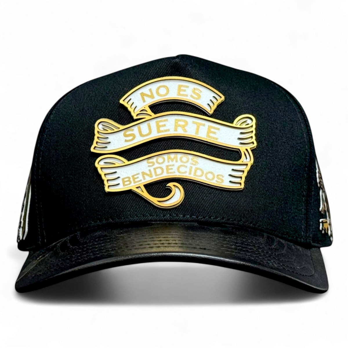 VAGO BARAJA DE ORO Gorra Visera Curva Negra Imitación Piel