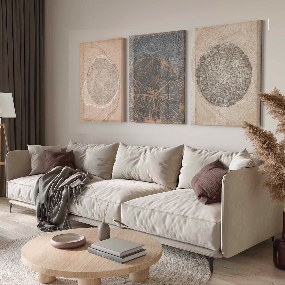 Set 3 Cuadros Decorativos Naturaleza Árboles Anillos Canvas