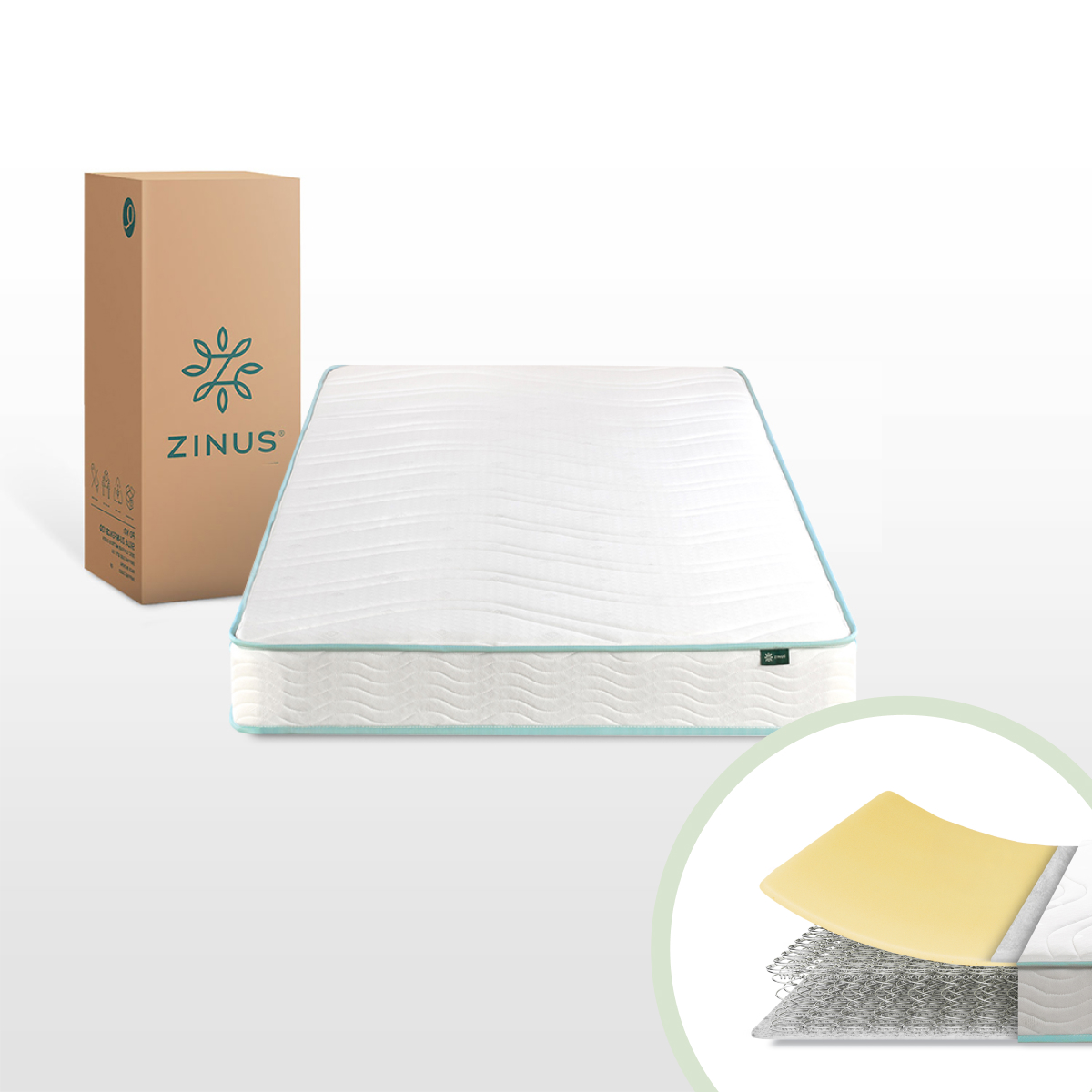 Colchón Queen Size Zinus Bonnel de Resortes de 15 cm para todas las edades. Colchón en Caja.