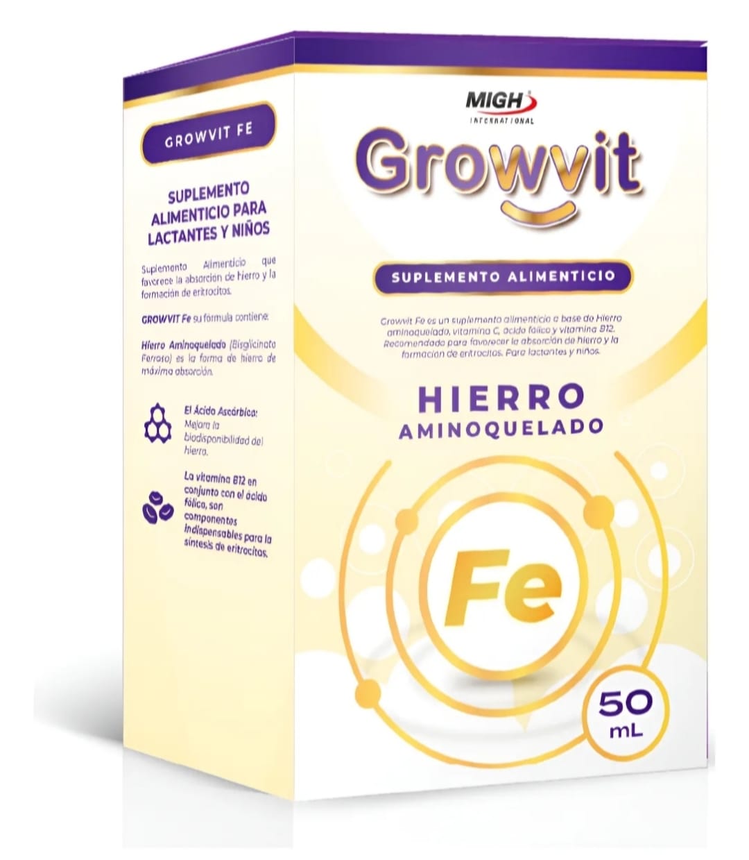 Growvit Fe Gotas | Suplemento de Hierro de Alta Absorción.