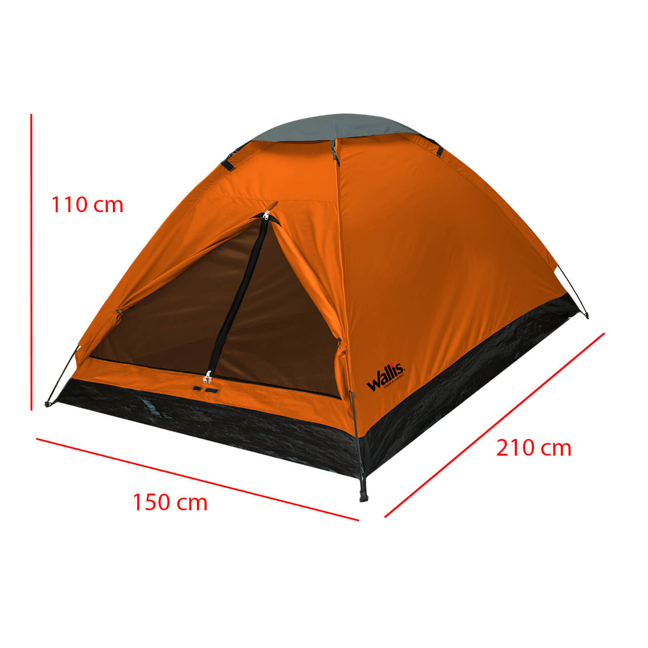 Casa de campaña MONODOME para 2 personas, semi-impermeable, T1780883, naranja