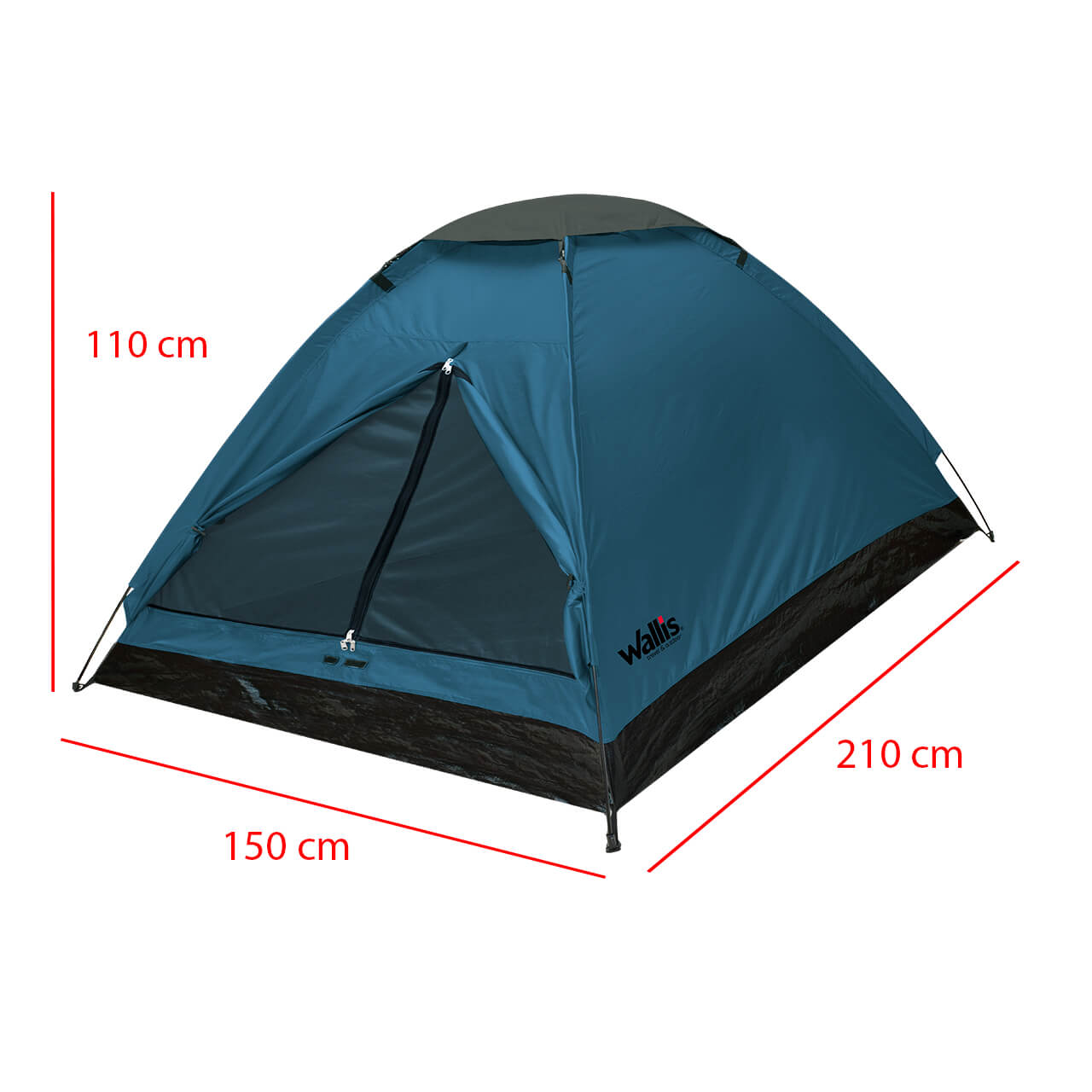 Casa de campaña MONODOME para 2 personas, semi-impermeable, T1782676,  azul con toldo gris