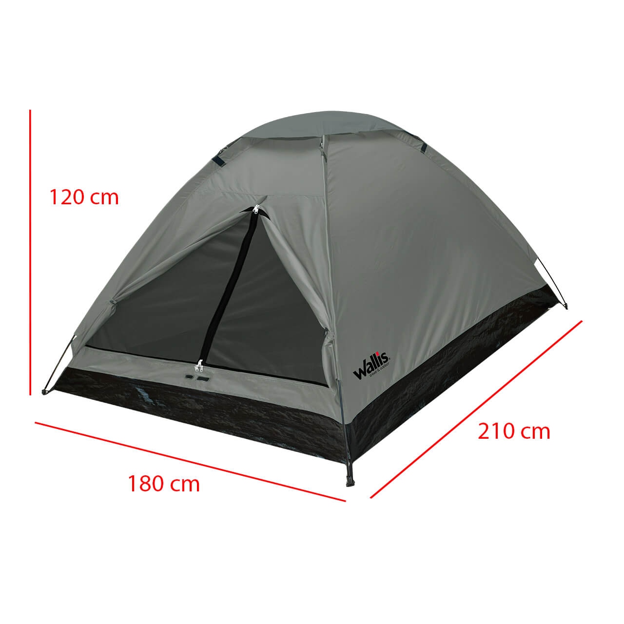 Casa de campaña MONODOME para 3 personas, semi-impermeable, T1780685, gris