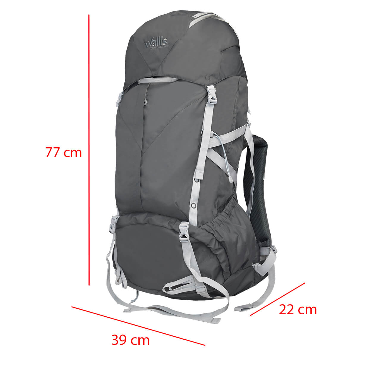 Mochila para alta montaña KALA PATHAR 75 L, semi-impermeable, B1780390, negro con gris