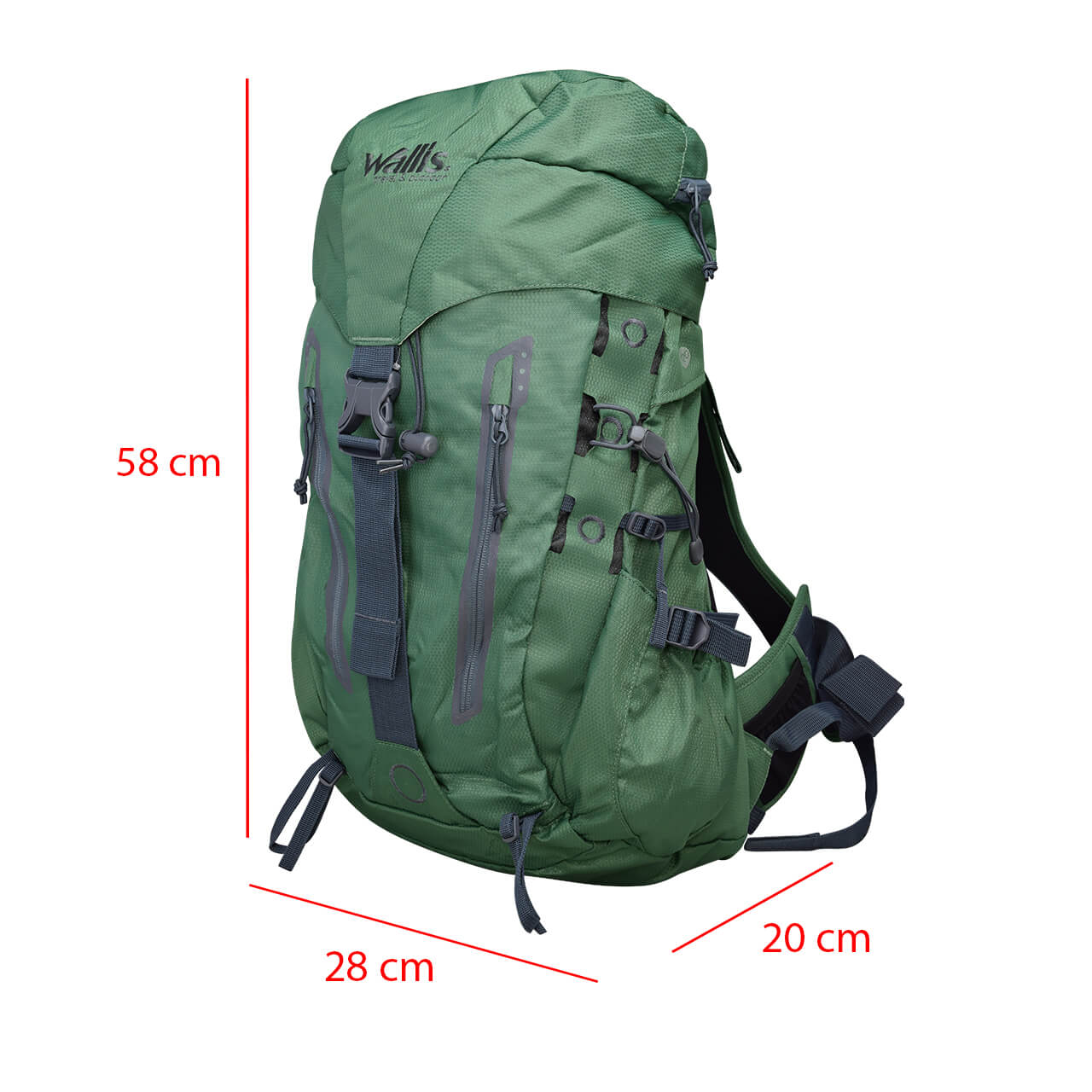 Mochila para media montaña THAPA 30 L, semi-impermeable, B1780491, verde con gris