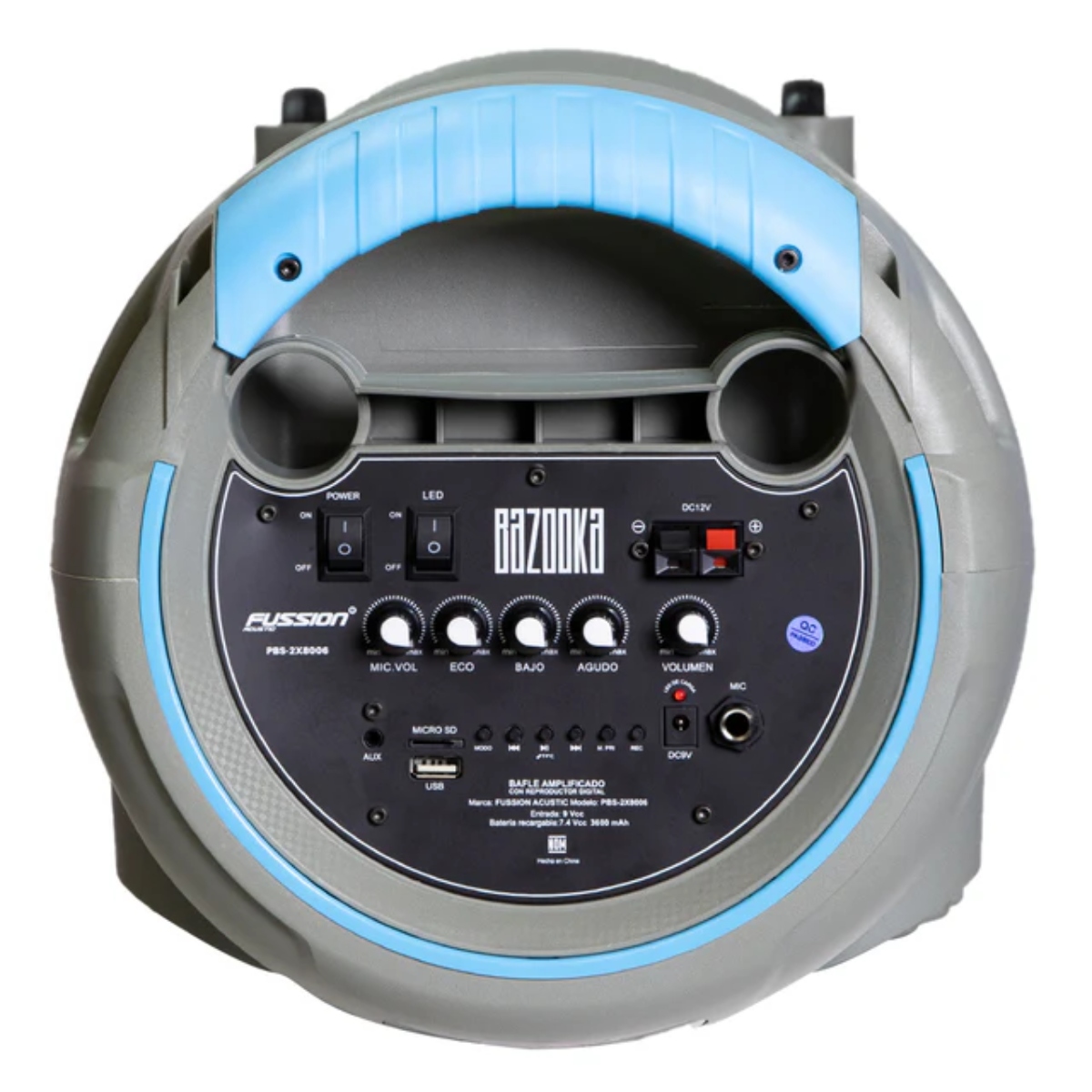 Bafle Amplificado Fussion PBS-2X8006 2X8" Bazooka 40,000W Gris ENDY9