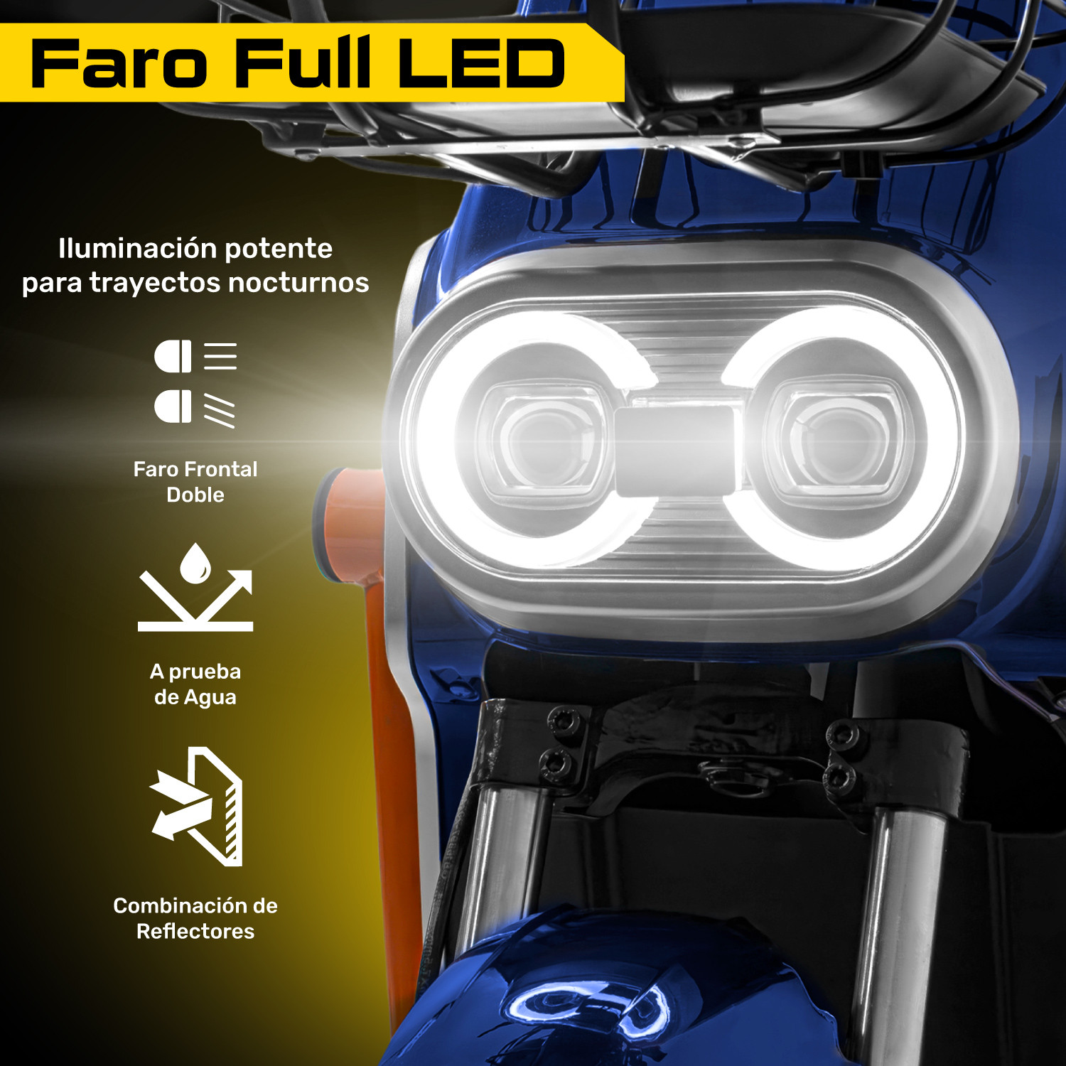 Bicicleta Bicimoto Electrica 800w 60v 50km/h Luces Full Led Azul BIZMO