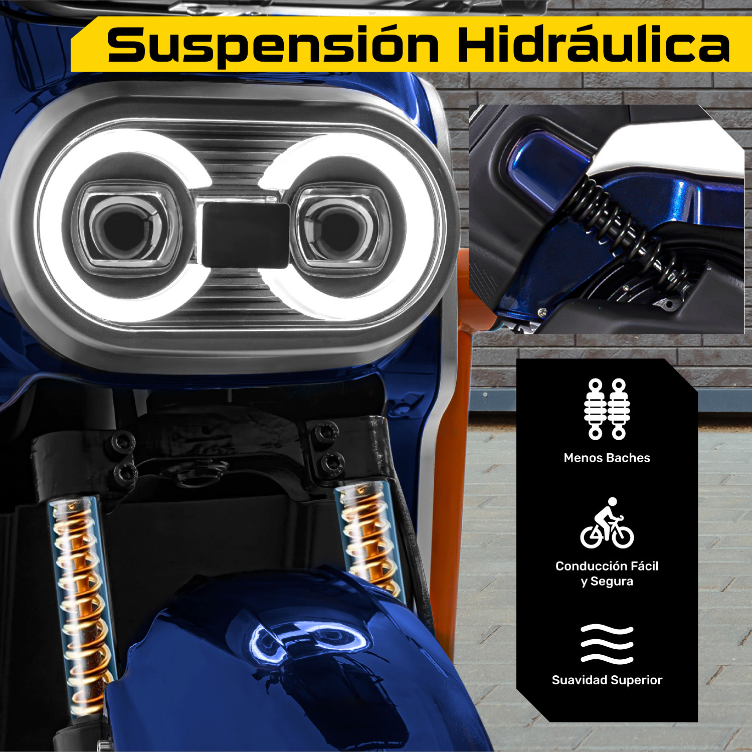 Bicicleta Bicimoto Electrica 800w 60v 50km/h Luces Full Led Azul BIZMO