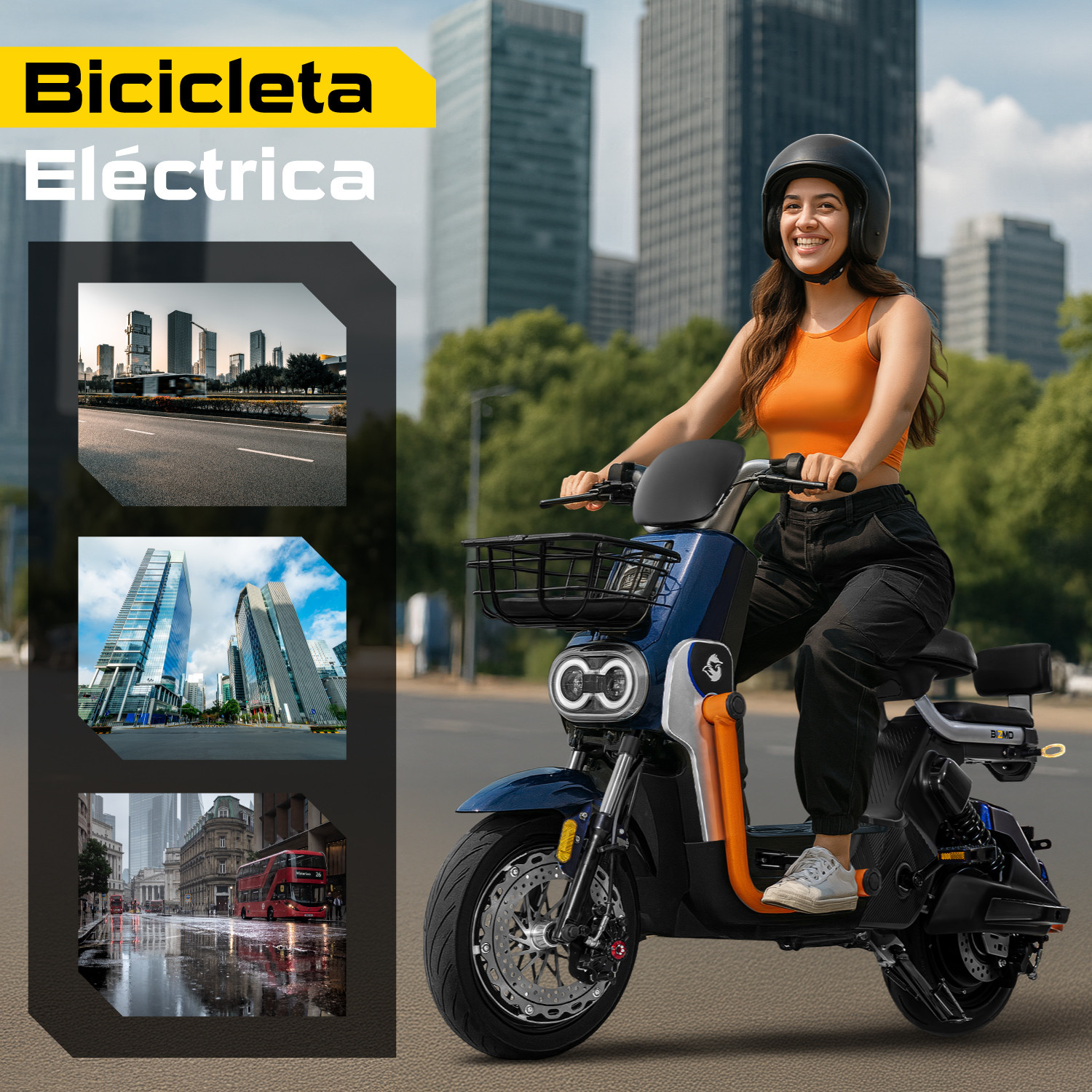 Bicicleta Bicimoto Electrica 800w 60v 50km/h Luces Full Led Azul BIZMO