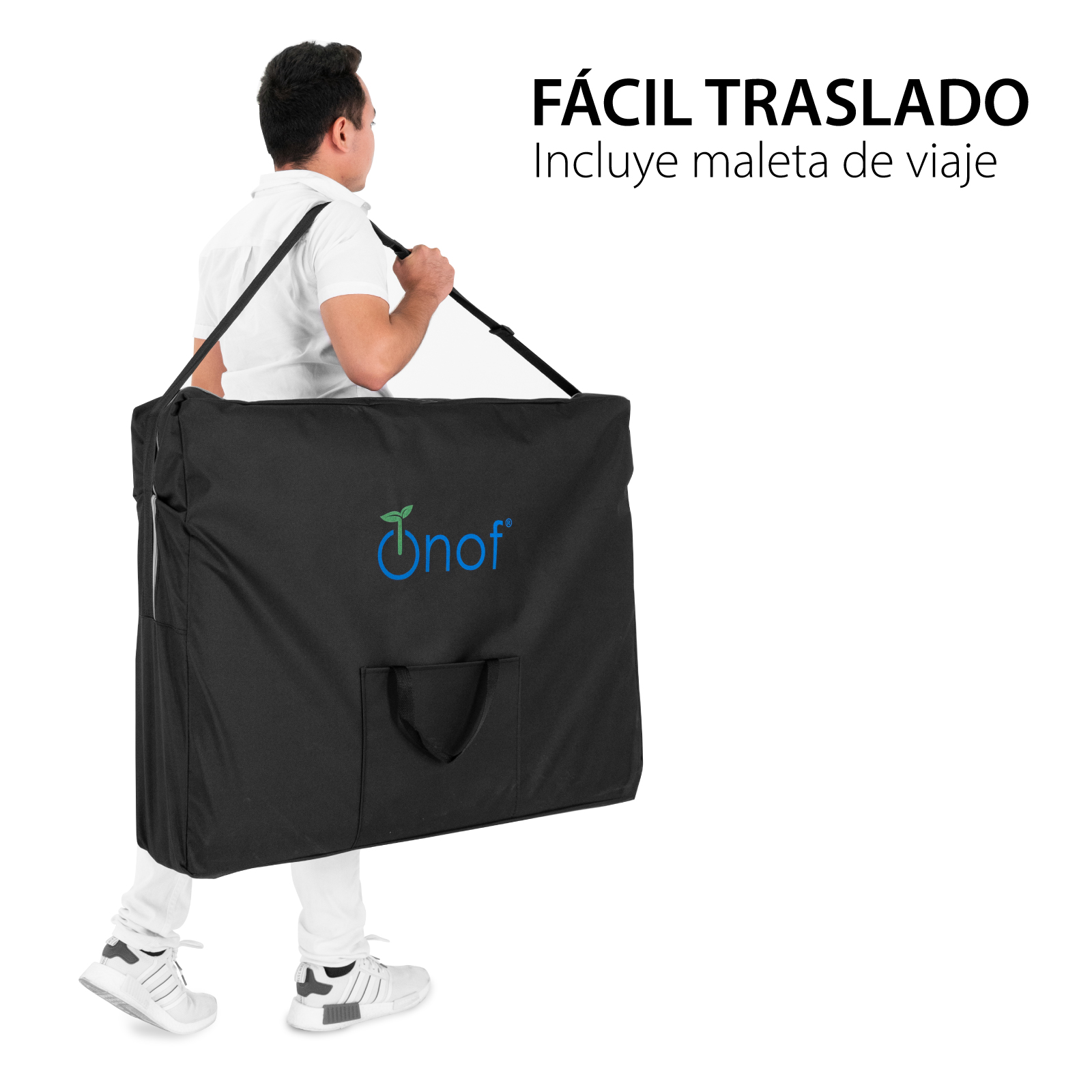 Cama de Masaje Onof Portatil Profesional Modelo Ancho Con Funda - Ocre