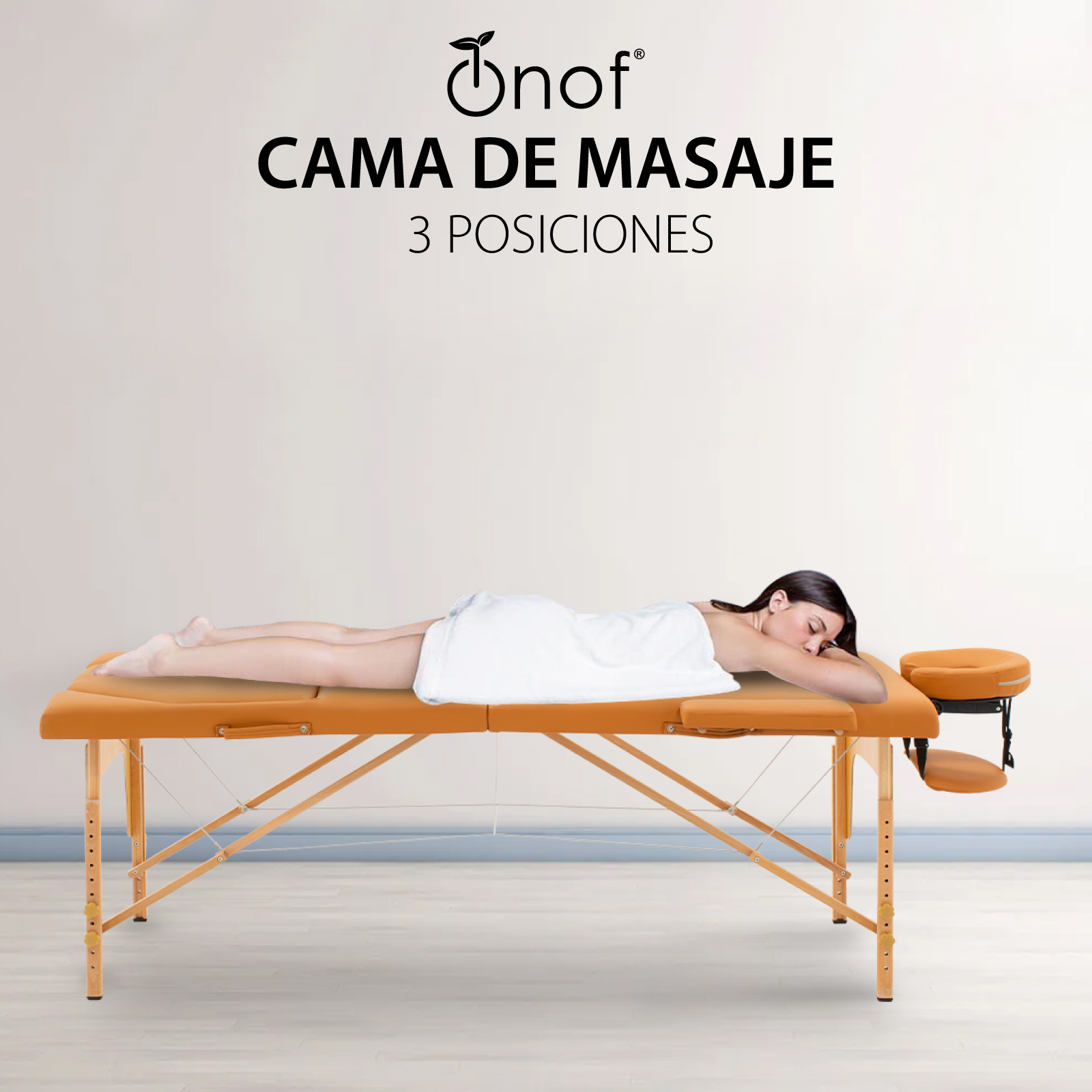 Cama de Masaje Onof Portatil Profesional Modelo Ancho Con Funda - Ocre