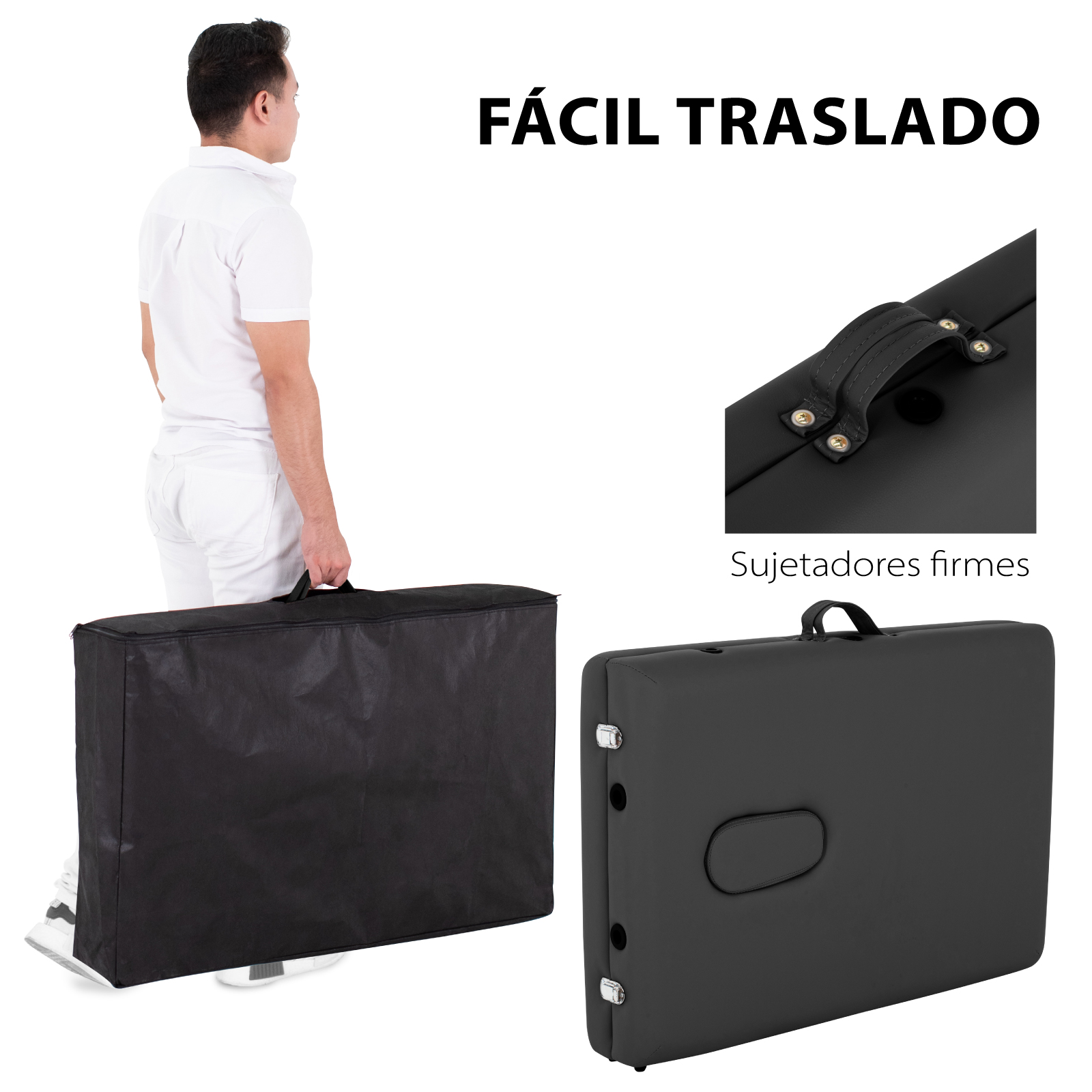 Cama De Masaje Portatil Onof Camilla Pestañas Profesional - Negro