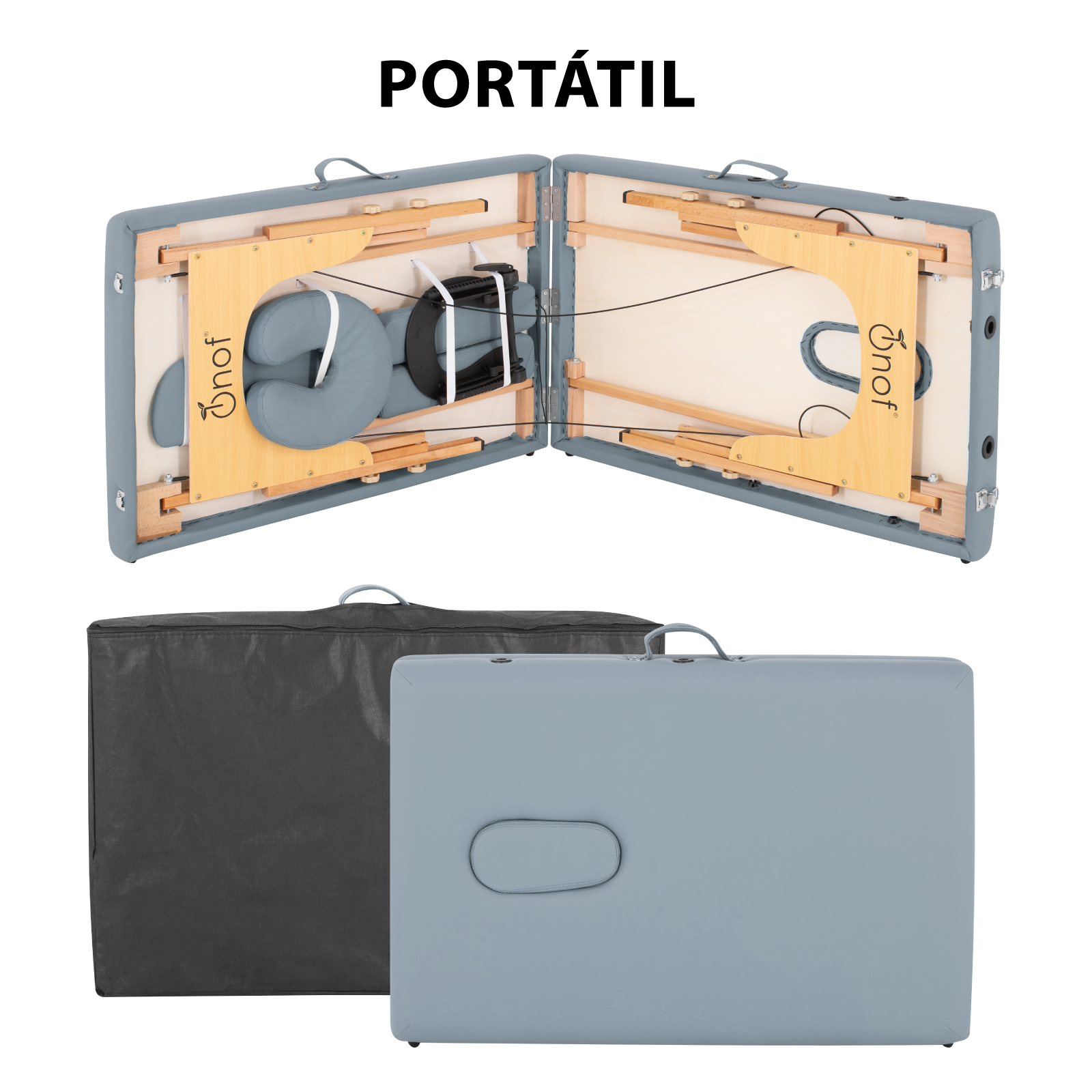 Cama De Masaje Portatil Onof Camilla Pestañas Profesional - Gris