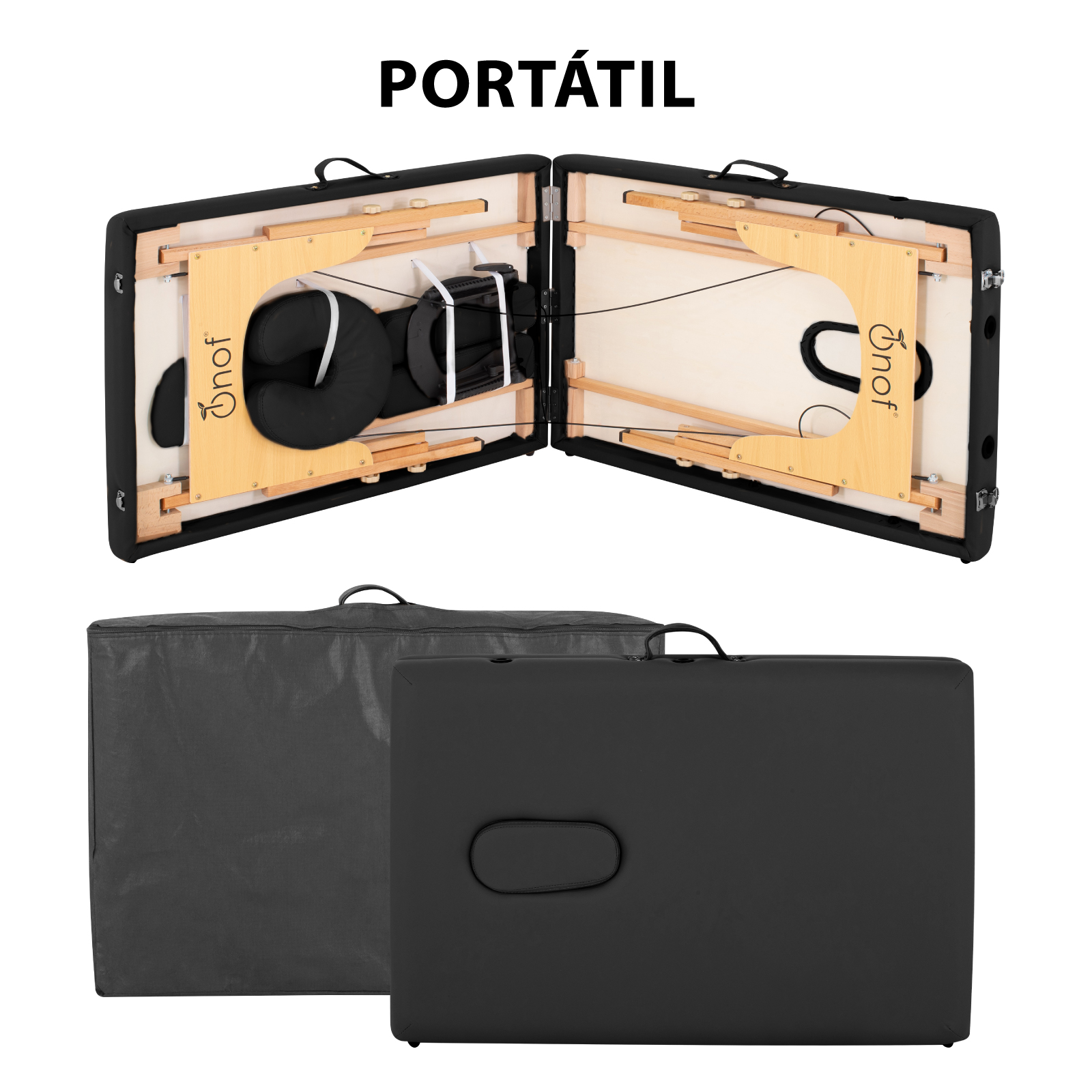 Cama De Masaje Portatil Onof Camilla Pestañas Profesional - Negro