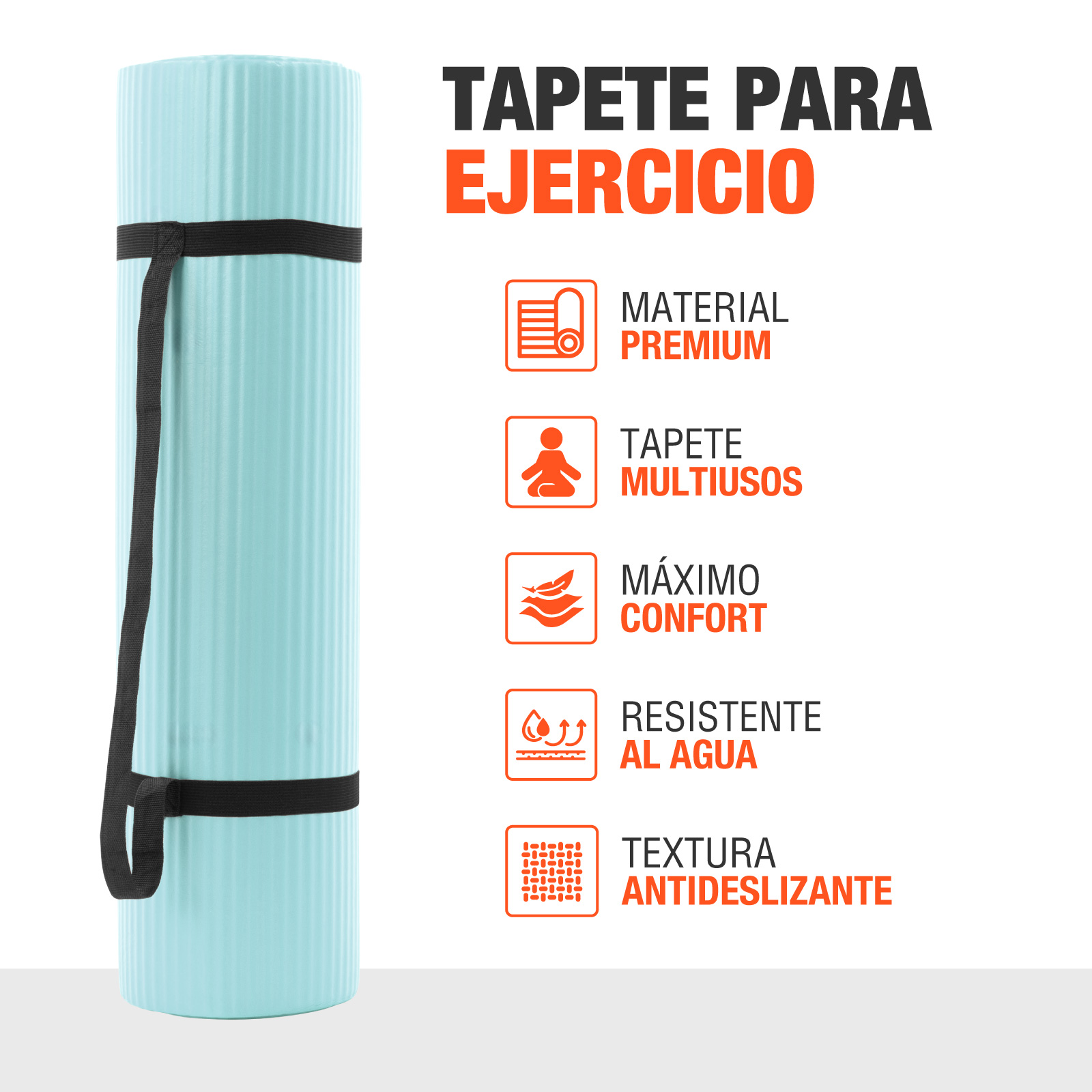 Tapete De Yoga Mat Antiderrapante Altera Fitness Pilates Gym Color Azul Palido