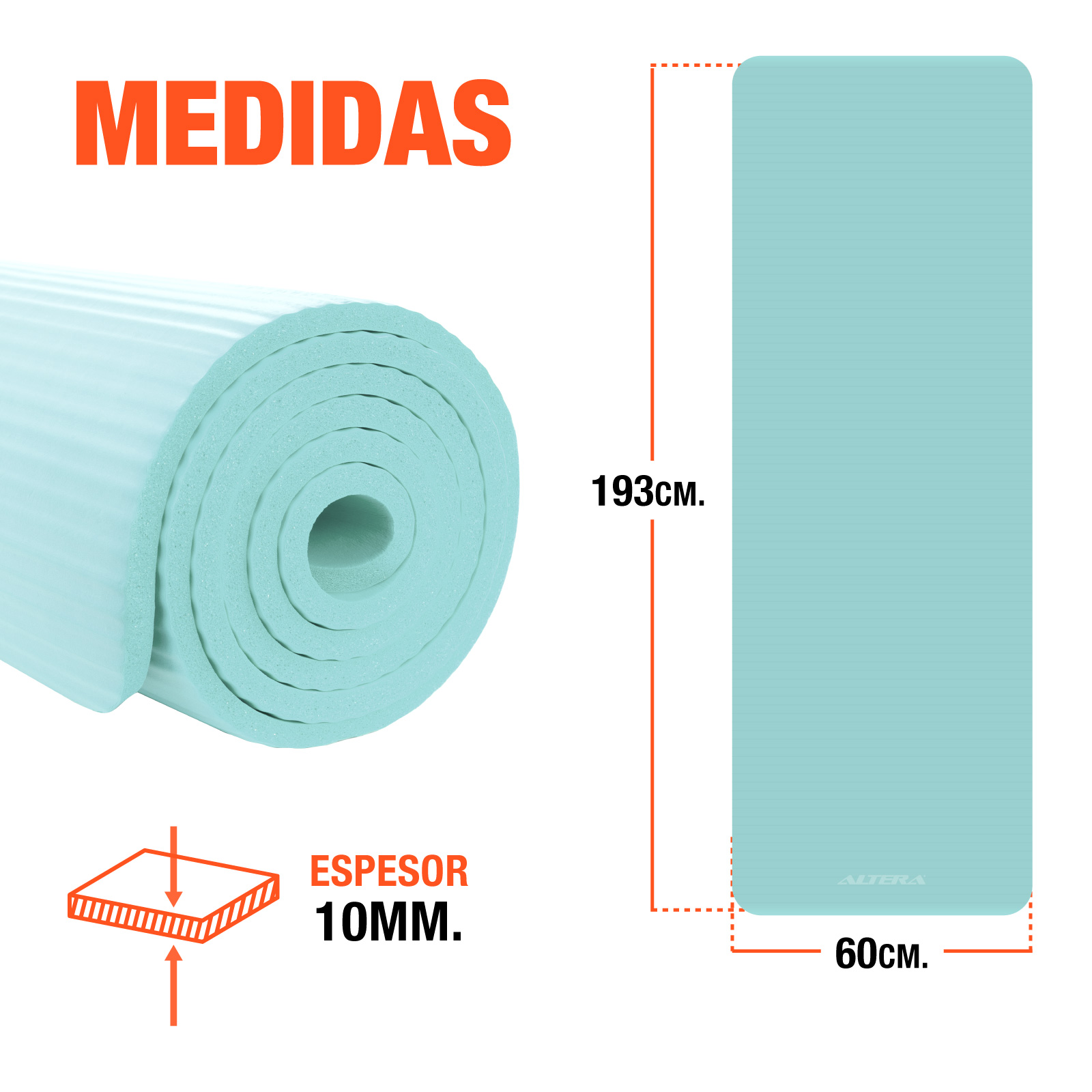 Tapete De Yoga Mat Antiderrapante Altera Fitness Pilates Gym Color Azul Palido