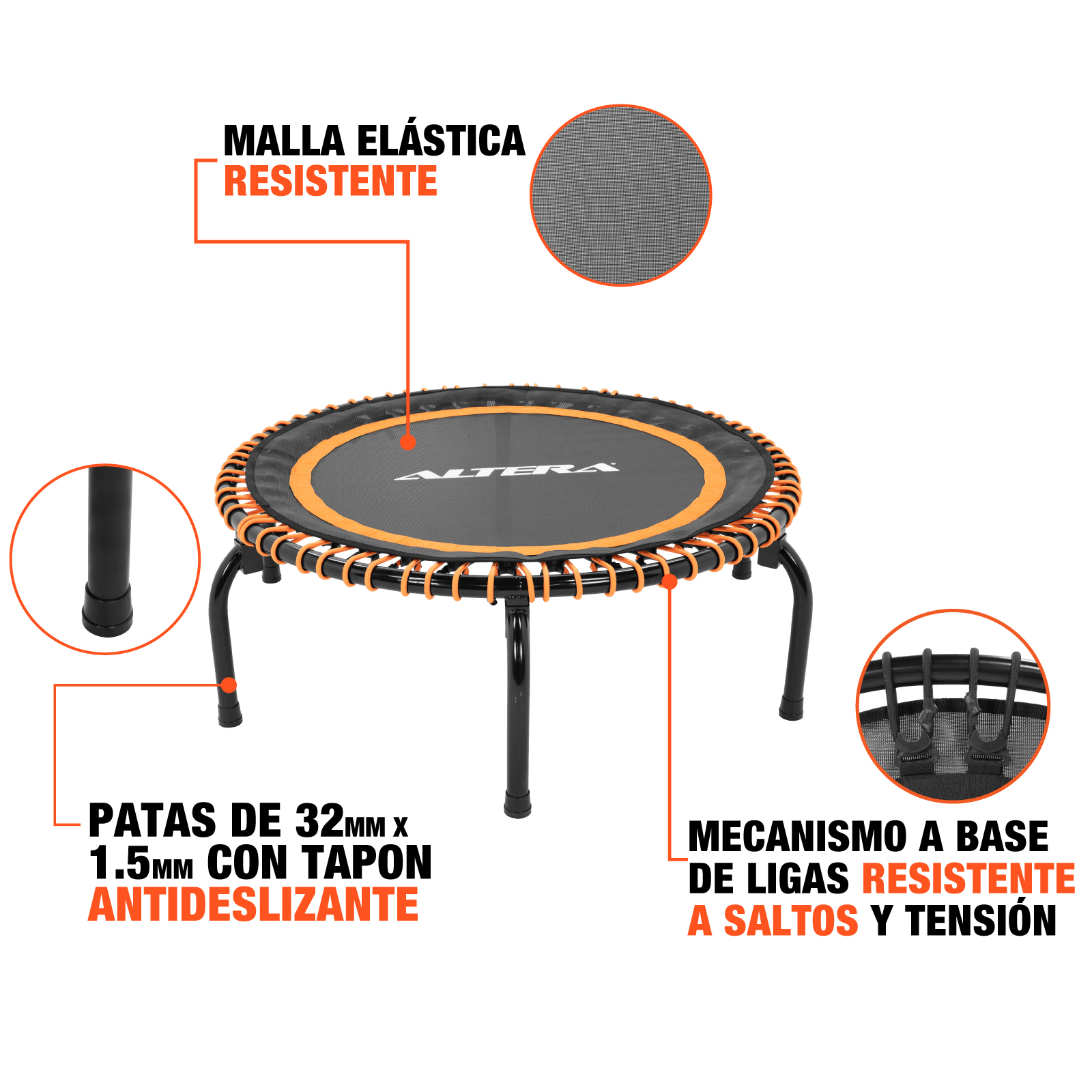 Altera Trampolín Fitness Tumbaline Profesional Para Aerobics - Naranja
