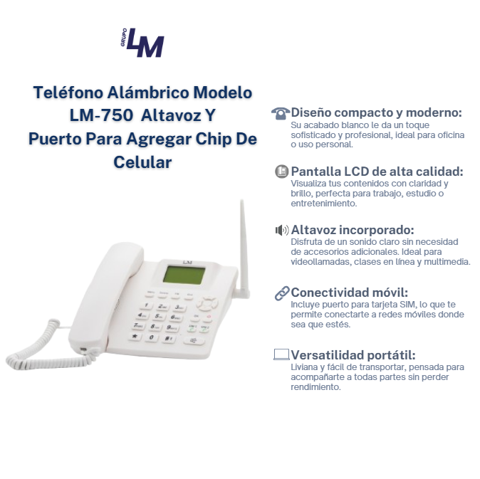 Teléfono Inalámbrico móvil para chip de celular color GSM