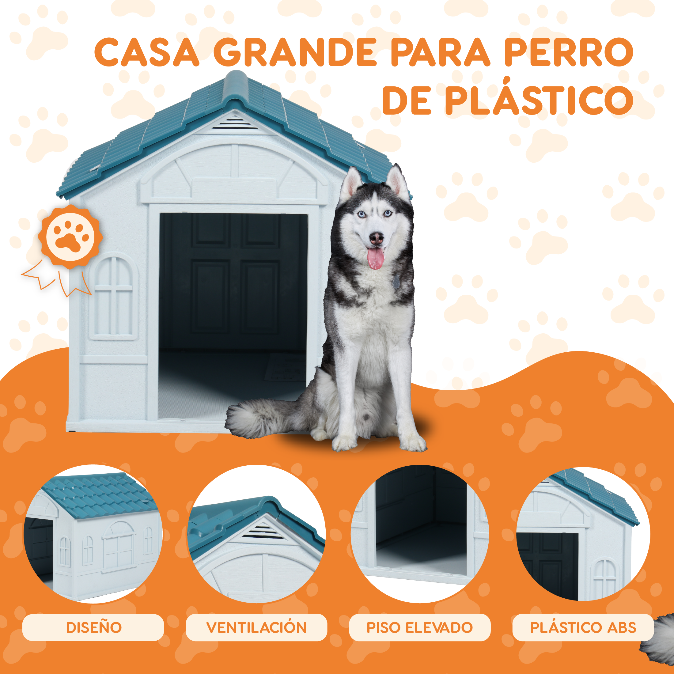 Casa Para Mascotas De Raza Grande Poli Pets London Color Azul