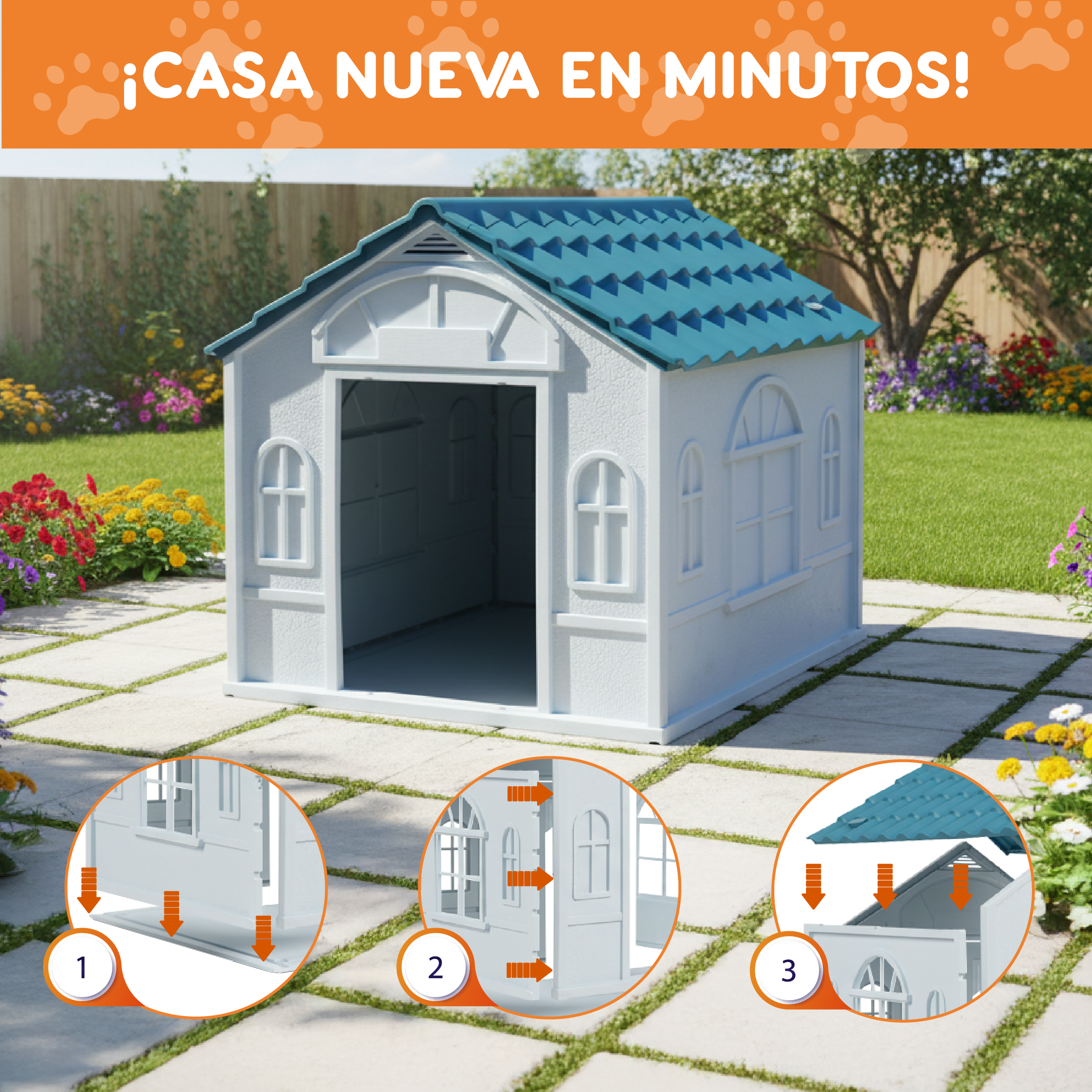 Casa Para Mascotas De Raza Grande Poli Pets London Color Azul