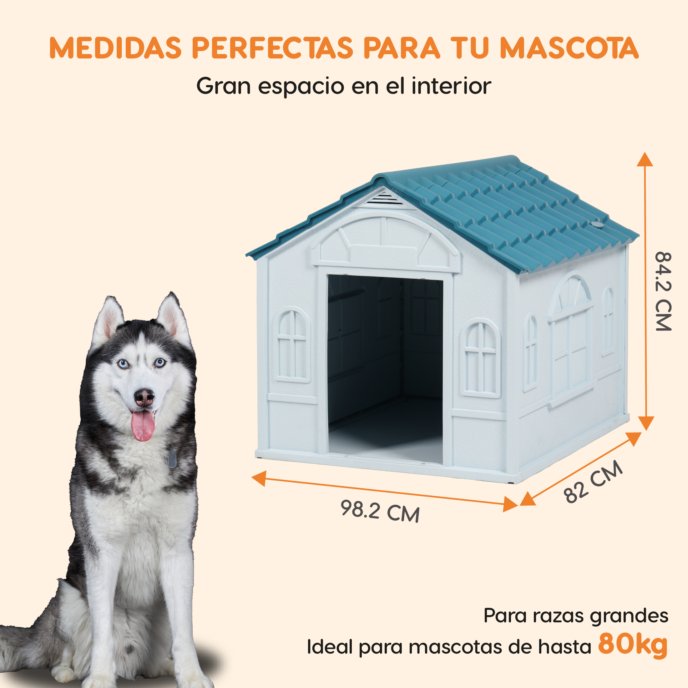 Casa Para Mascotas De Raza Grande Poli Pets London Color Azul