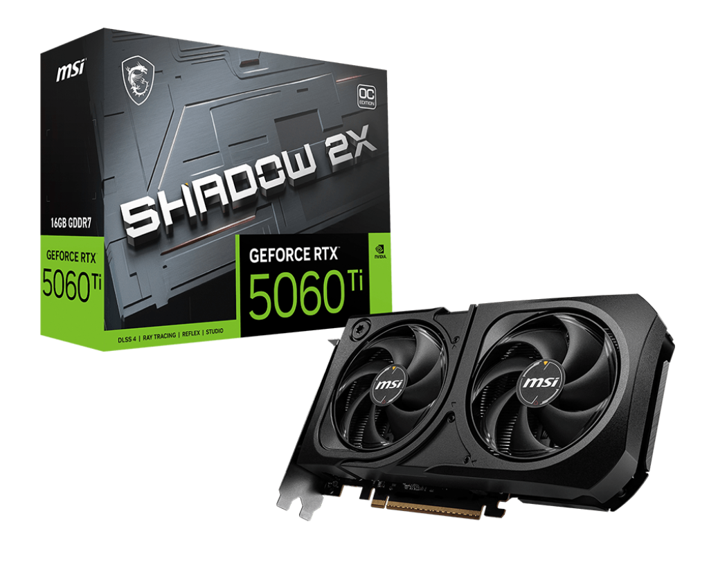 TARJETA DE VIDEO NVIDIA RTX5060TI 16GB GDDR7 MSI SHADOW RTX 5060 Ti 16G SHADOW 2X OC PLUS