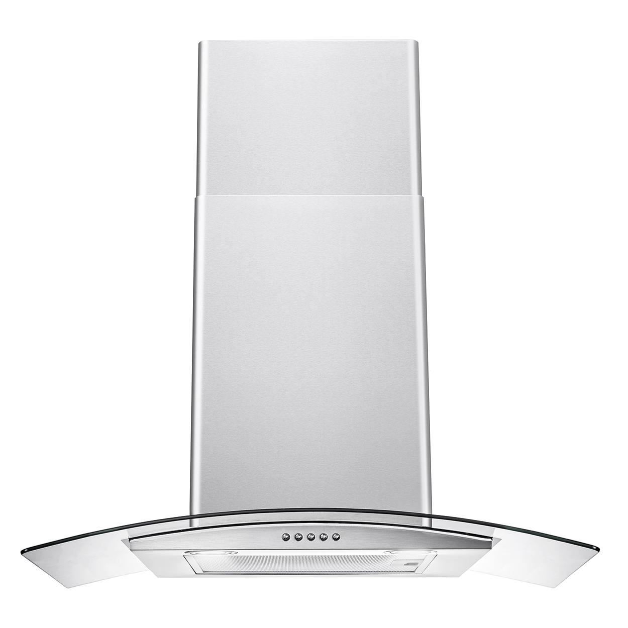 Campana de Pared IHD Modelo CH MILAN 30 de 75 cm en Acero Inoxidable y  Cristal Curvo