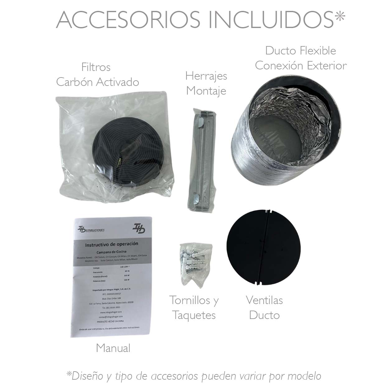 Campana de Pared IHD Modelo CH MILAN 30 de 75 cm en Acero Inoxidable y  Cristal Curvo