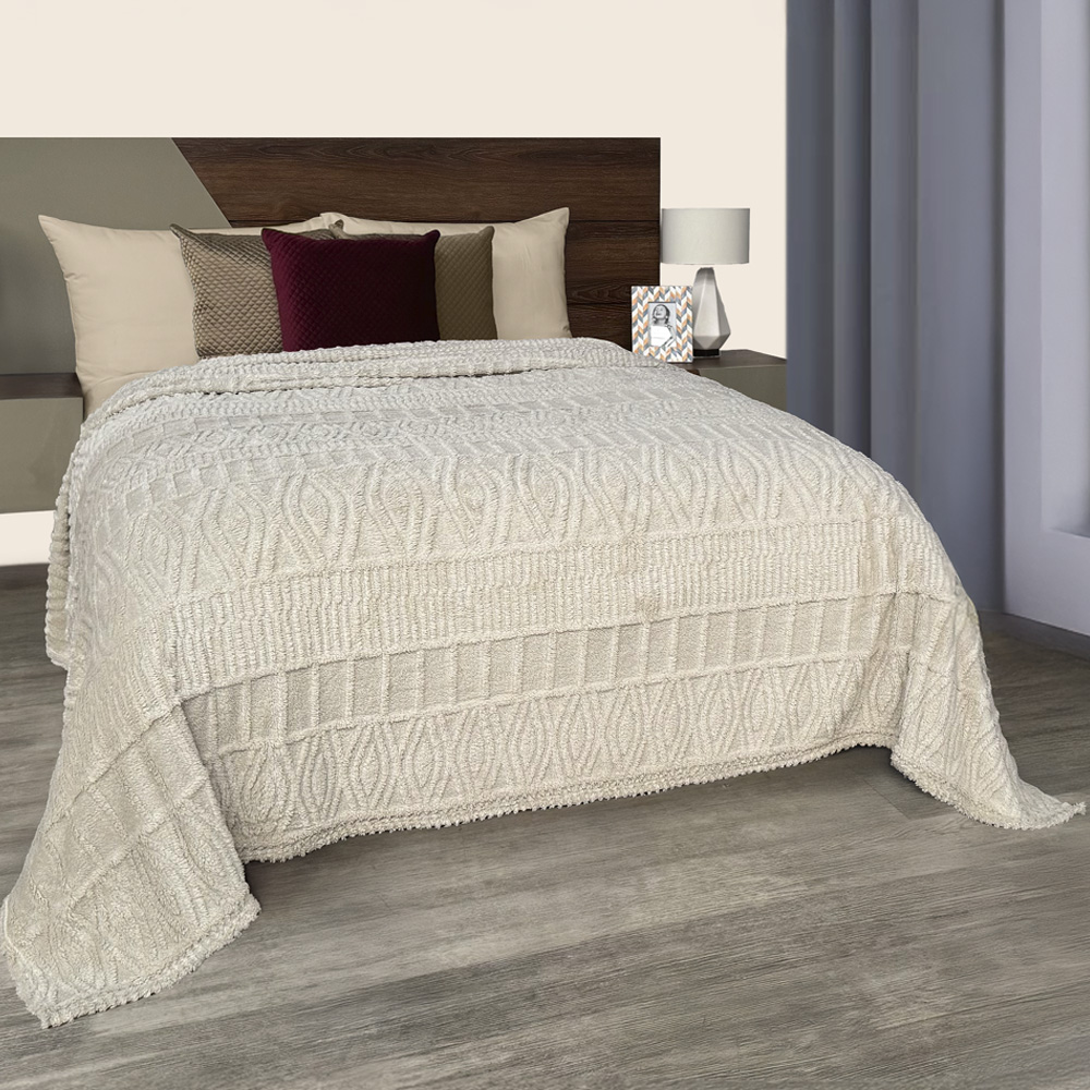 Cobertor Ligero King Size Elefantito Hogar Eclipse Color Beige Premium Jacquard 3D