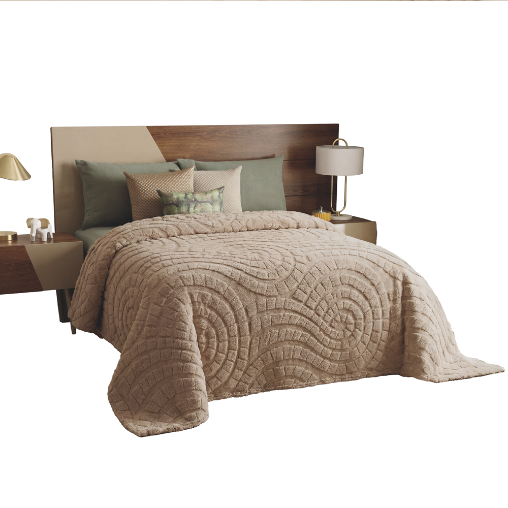 Cobertor Ligero King Size Elefantito Hogar Altea Color Beige Textura 3D
