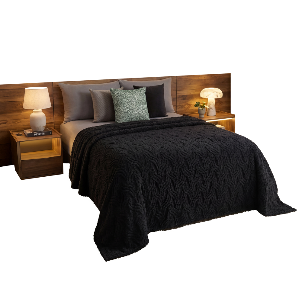 Cobertor Ligero King Size Elefantito Hogar Azabache Color Negro Suave Textura 3D