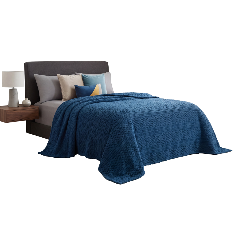 Cobertor Ligero King Size Elefantito Hogar Baltico Color Azul Marino Suave Textura 3D