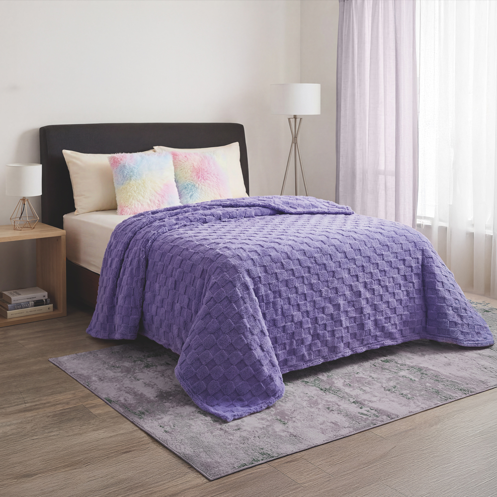 Cobertor Ligero King Size Elefantito Hogar Lilara Color Lila Suave Textura 3D