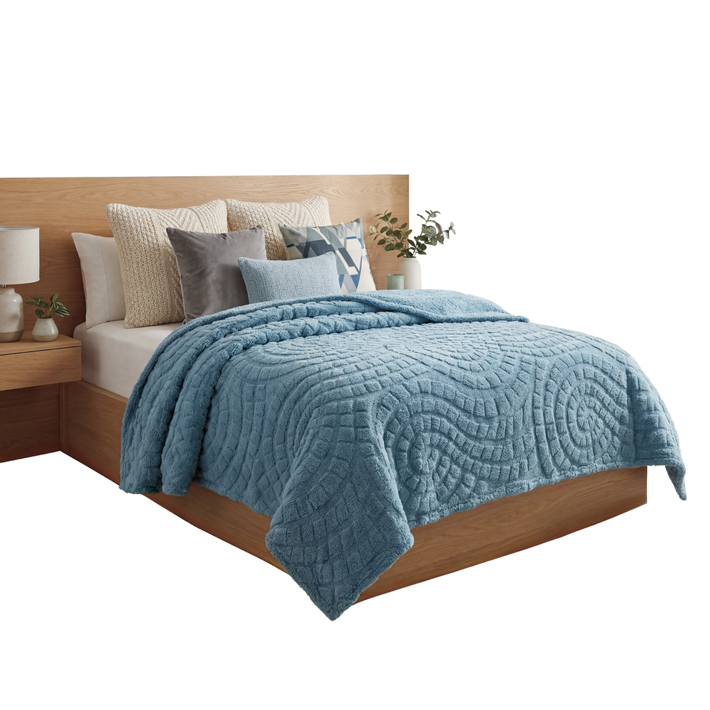 Cobertor Ligero King Size Elefantito Hogar Celis Color Azul  Suave Textura 3D