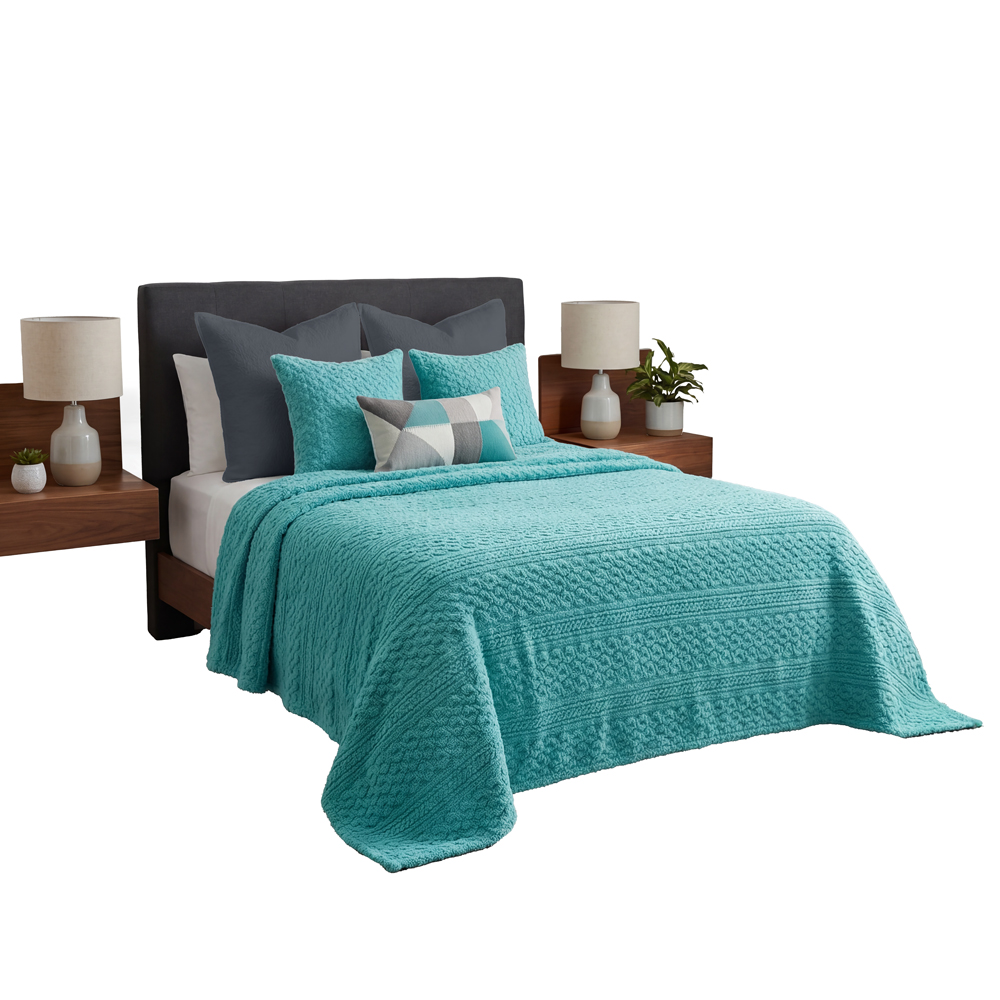 Cobertor Ligero King Size Hogar Rivera Color Verde Agua Suave Textura 3D