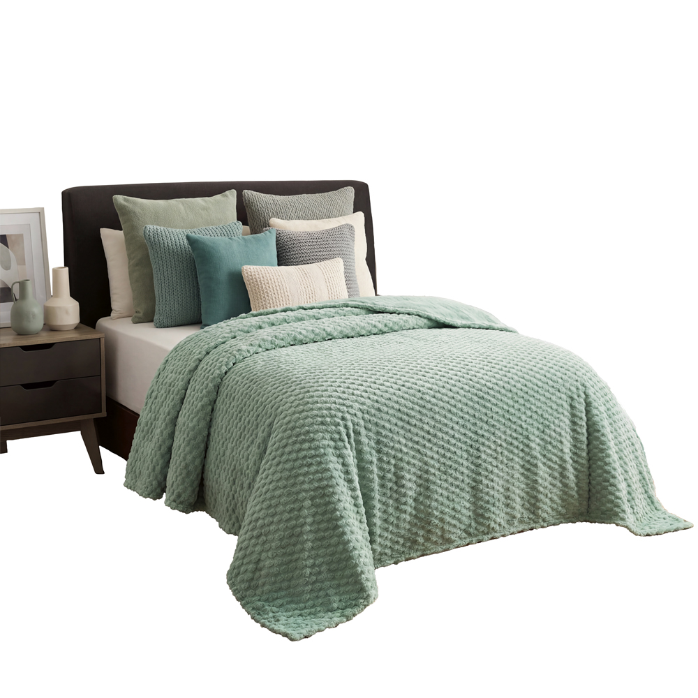 Cobertor Ligero King Size Elefantito Hogar Savia Color Olivo Suave Textura 3D