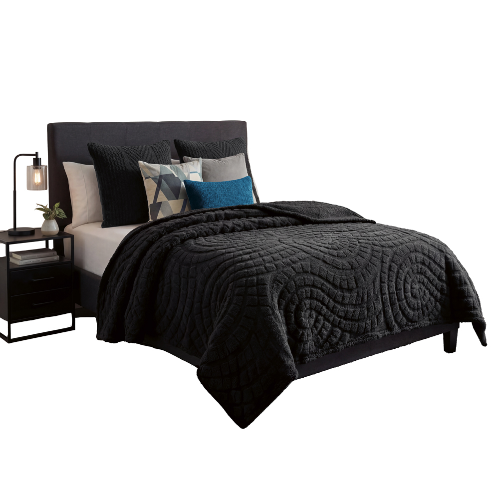 Cobertor Ligero King Size Elefantito Hogar Silex Color Negro Suave Textura 3D
