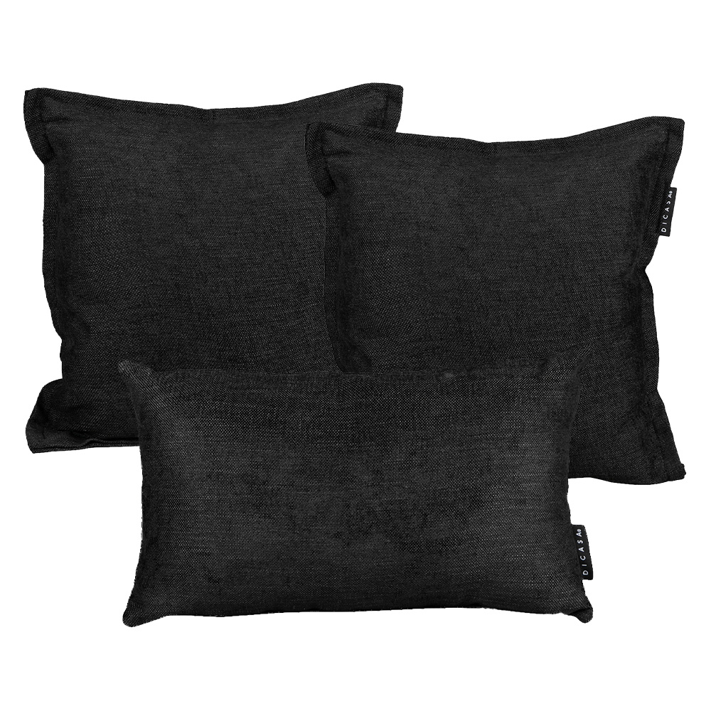 Set de 3 Cojines Decorativos Dicasa Kappa Delta Negro 2 Cuadrados + 1 Rectangular