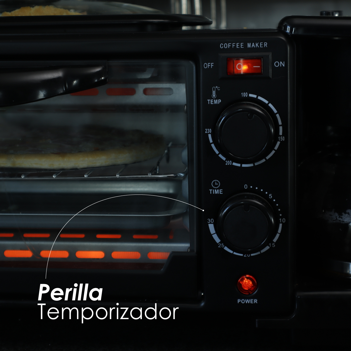 Ilios Innova | Horno 3 En 1 Maquina De Desayuno Sarten Cafetera Mini Horno