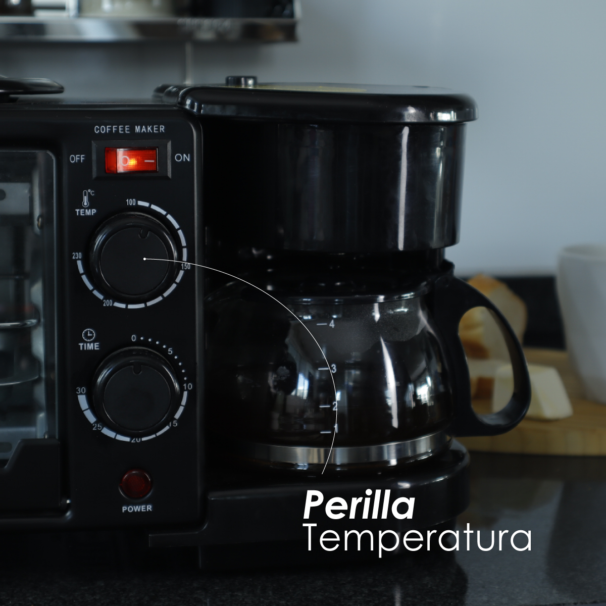 Ilios Innova | Horno 3 En 1 Maquina De Desayuno Sarten Cafetera Mini Horno