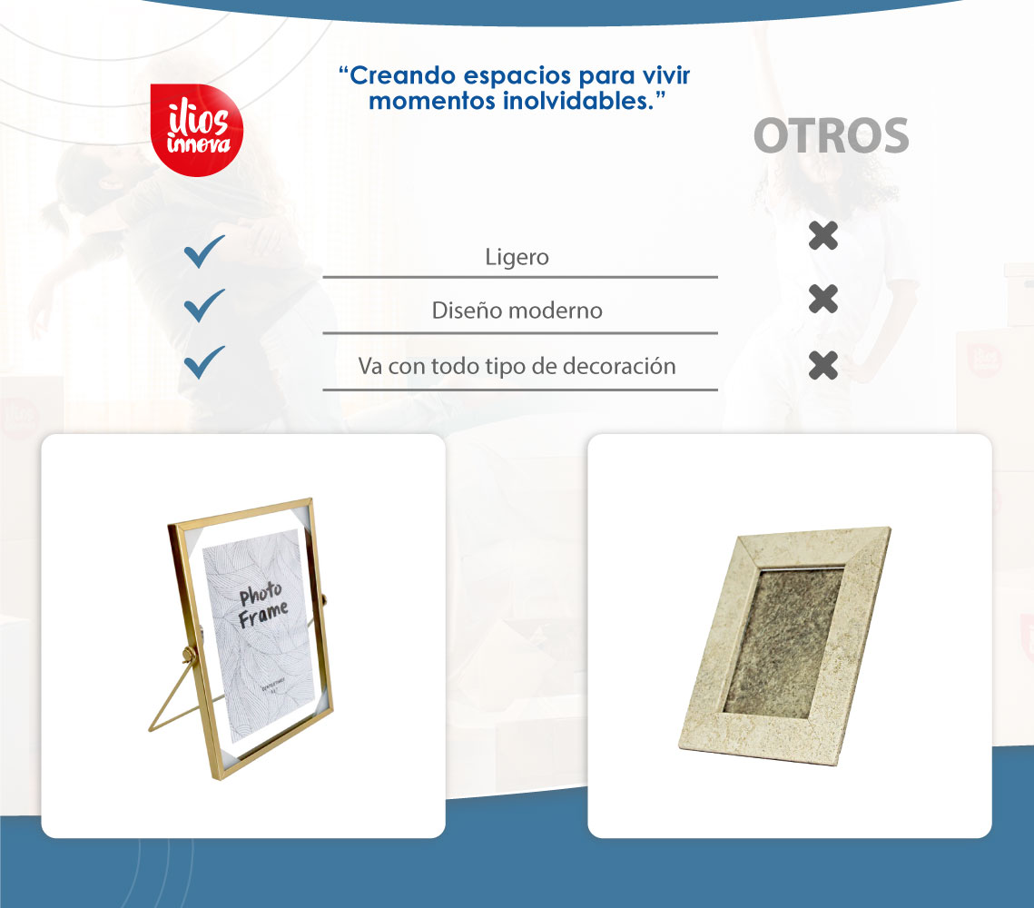 Ilios Innova | Kit De 3 Portarretratos Para Fotografía Ilios Innova Metálico Color Dorado
