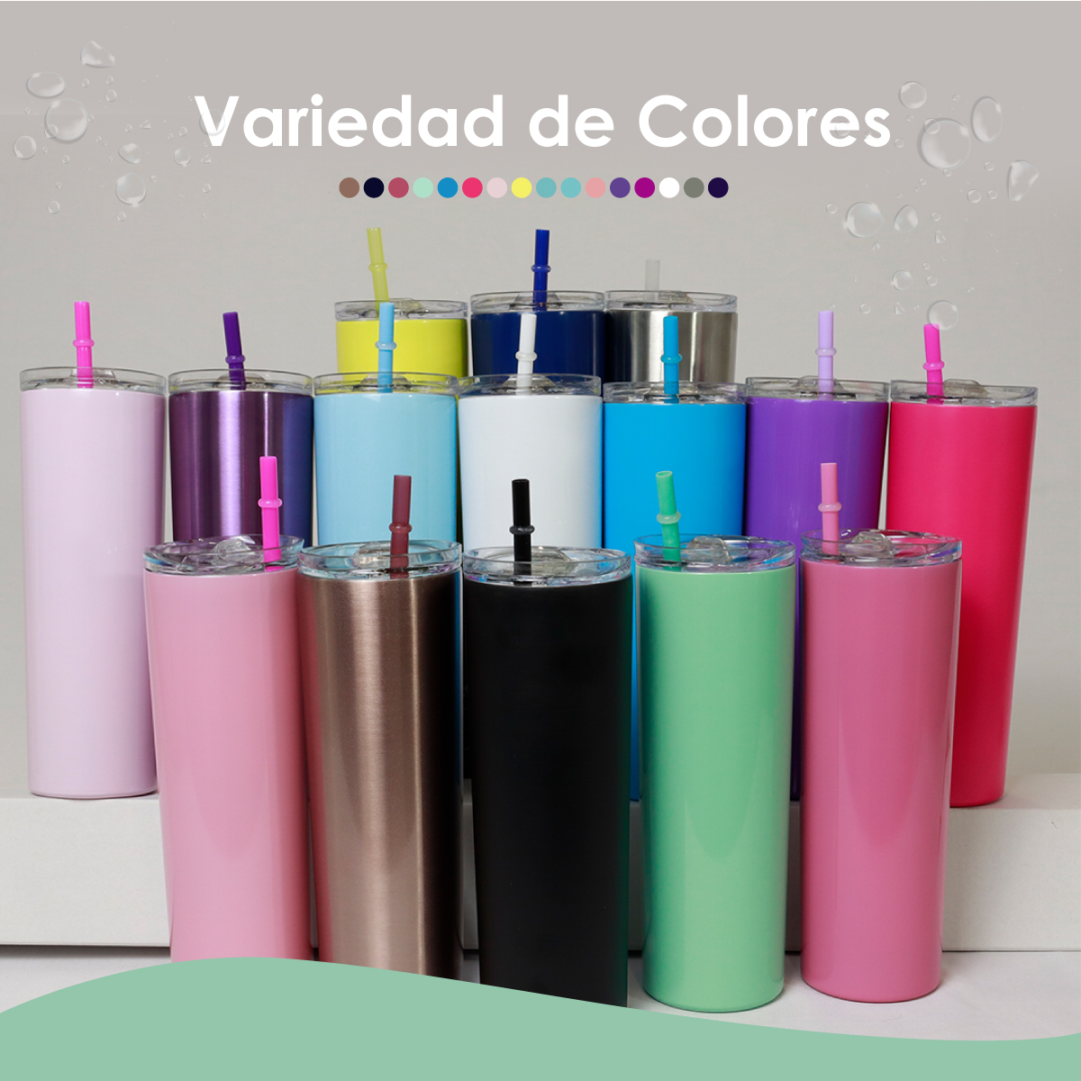 Paquete 12 Termos Vaso Para Bebidas De Acero Inoxidable Doble Pared