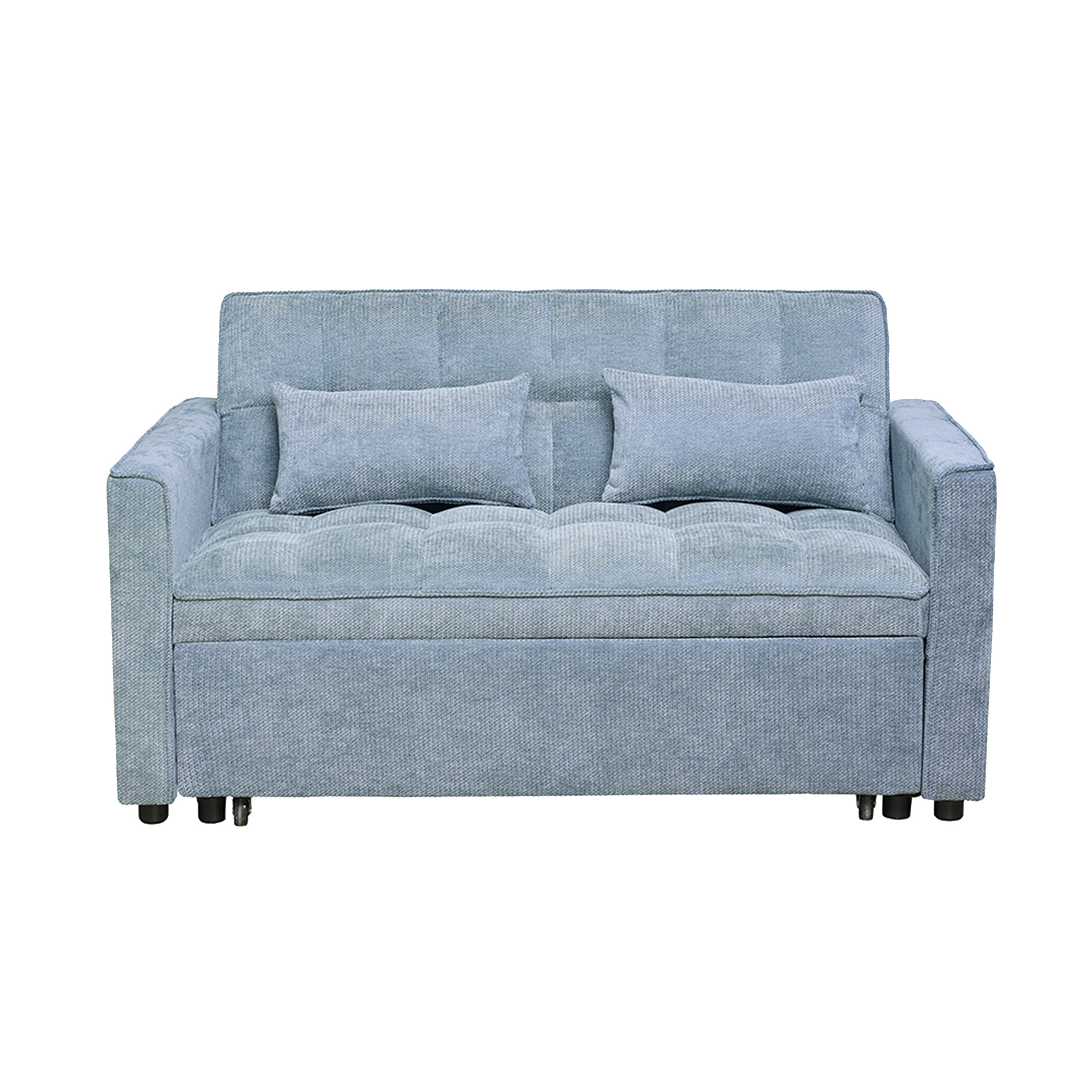 Ilios Innova | Sofá Cama Nova Azul 2 en 1, Diseño Moderno Multifuncional con Ruedas, Bolsillos Laterales y Cojines.