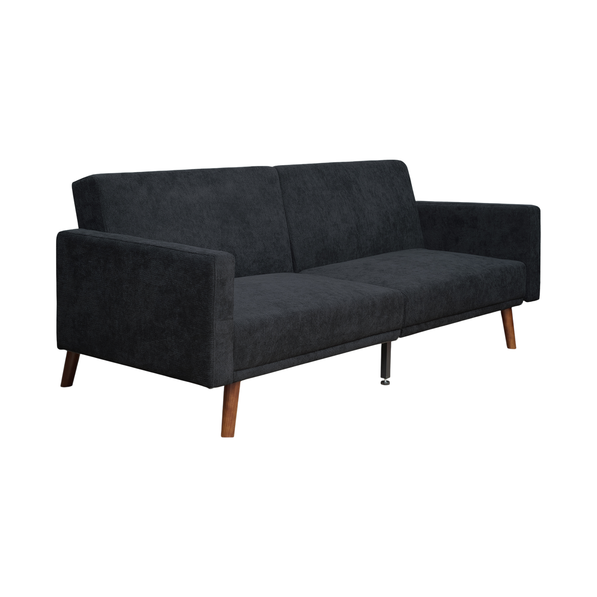 Ilios Innova | Sofá Cama Aren Tapizado en Lino Negro Diseño Nórdico con Respaldo Dividido Reclinable para Sala de Estar