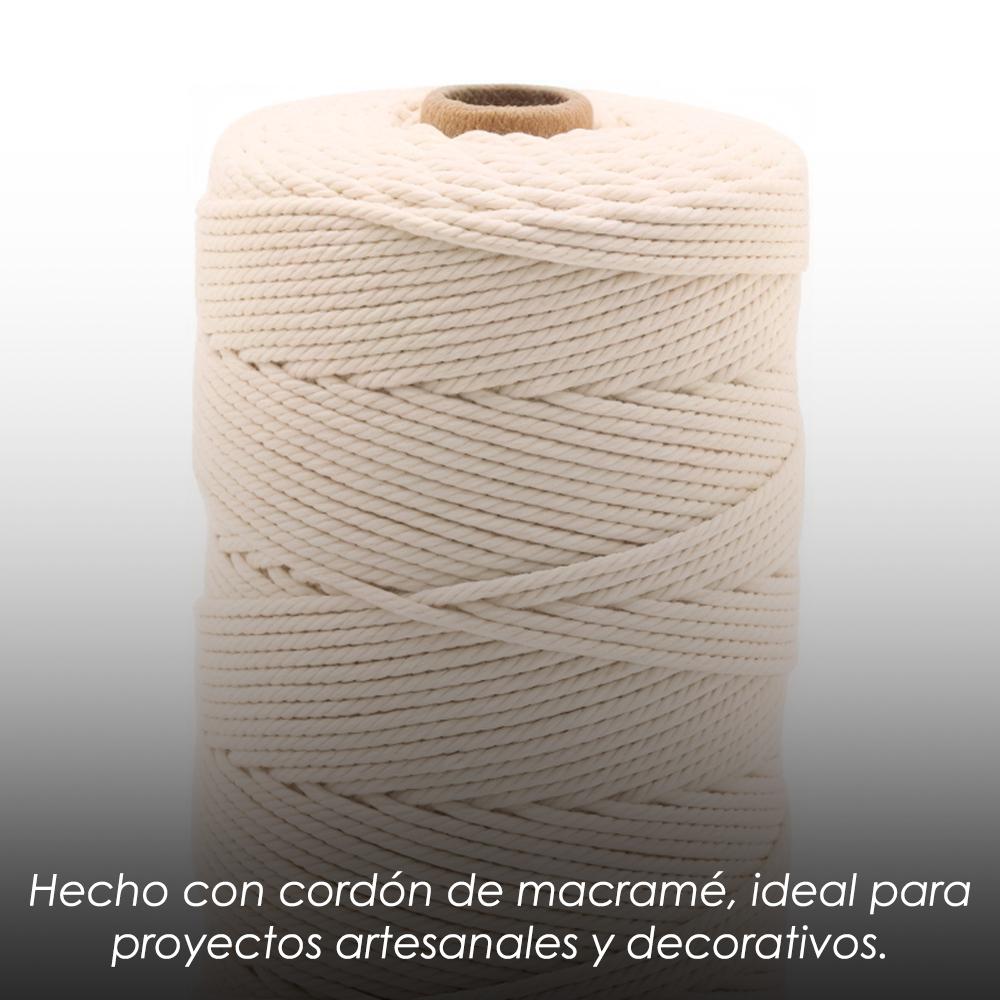 Ilios Innova | Colgante de Algodón Boho Ojo Turco Tejido a Mano, Decoración de Pared Beige con Azul, Amuleto para Hogar.