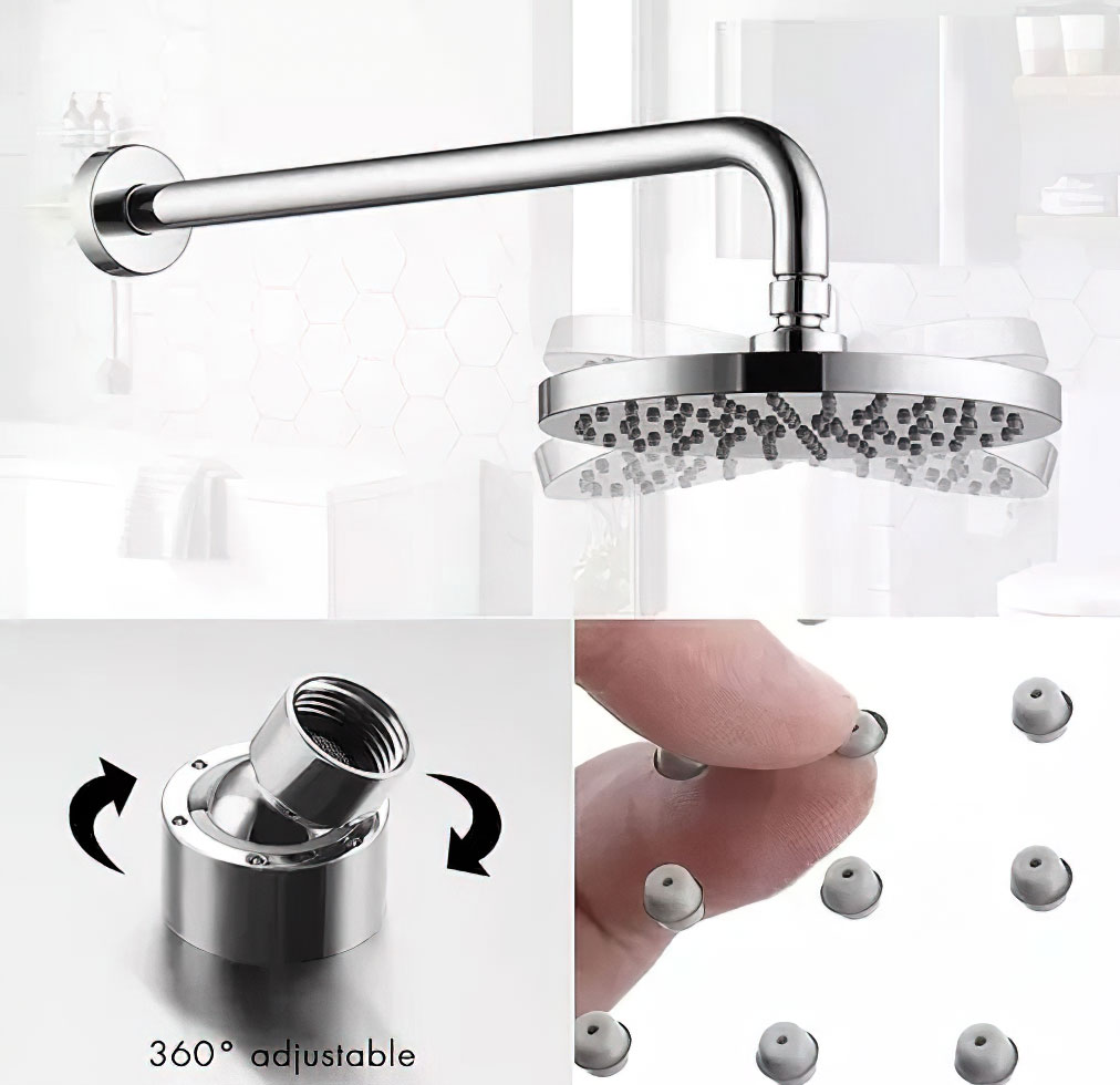 Sistema de Ducha Juego de 2 Piezas Regadera Redonda y Mezclador Cromo Montaje en Pared