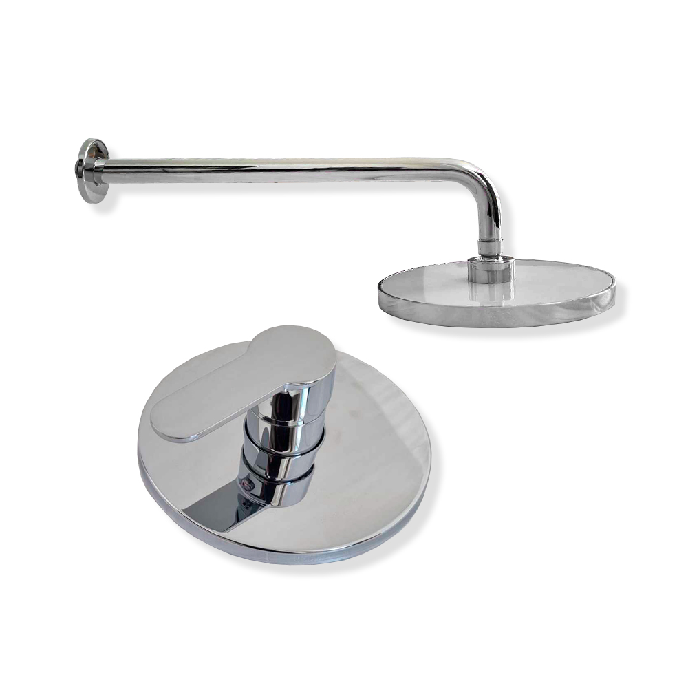 Sistema de Ducha Juego de 2 Piezas Regadera Redonda y Mezclador Cromo Montaje en Pared